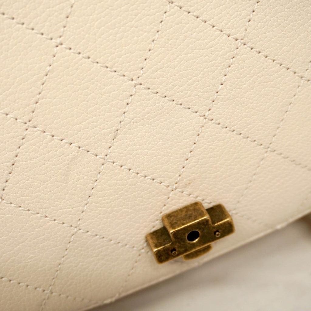 CHL Matelasse Chain Leather Handbag, White, 2-Way Bag for Women