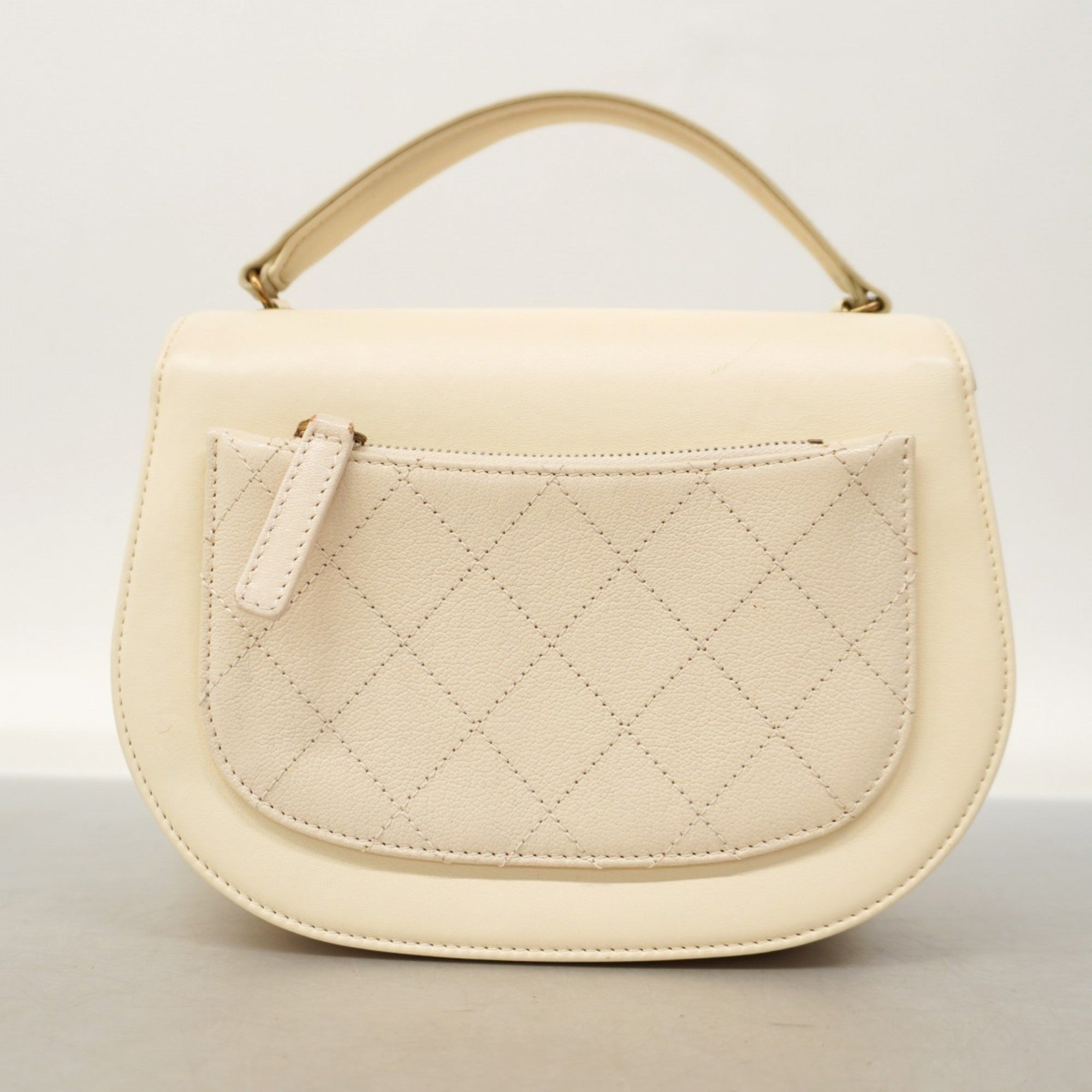 CHL Matelasse Chain Leather Handbag, White, 2-Way Bag for Women