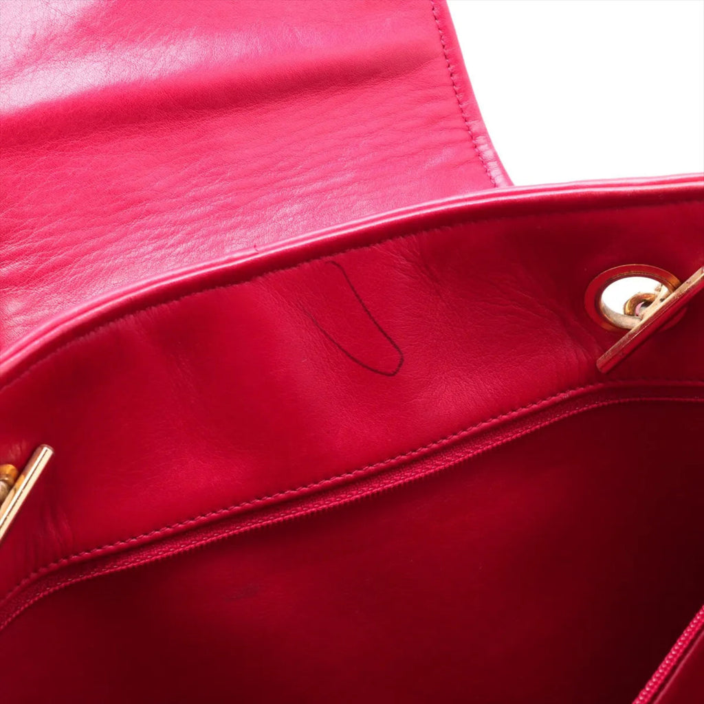 CHL Matelassé Denim Red Tote Bag with Serial Seal, Shoulder Bag, Handbag, Women's