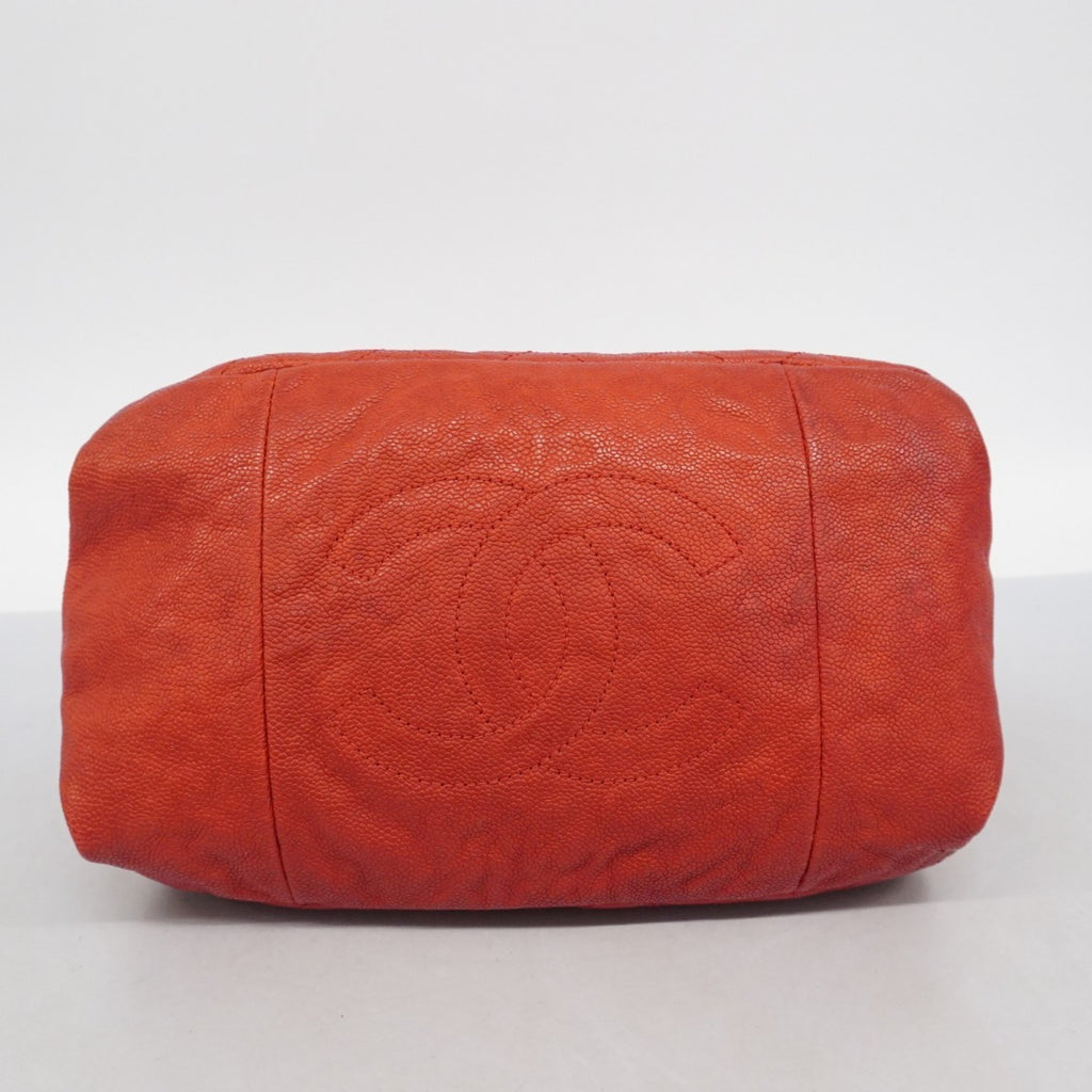 CHL Matelasse Shoulder Bag with Chain Bag, Caviar Skin, Red, Women's