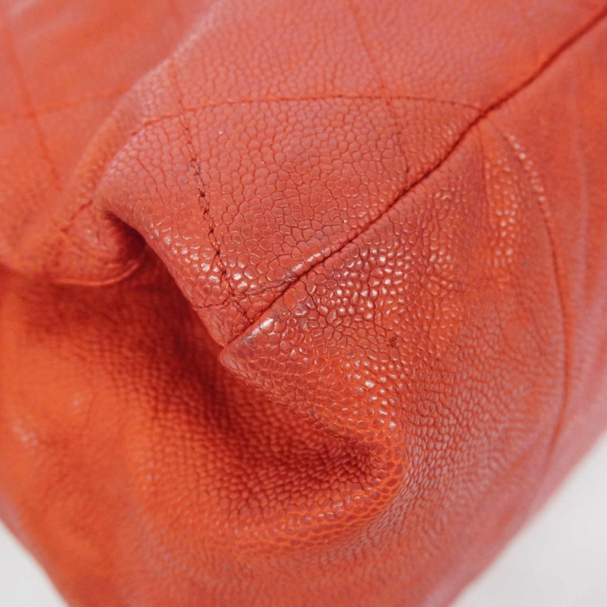 CHL Matelasse Shoulder Bag with Chain Bag, Caviar Skin, Red, Women's