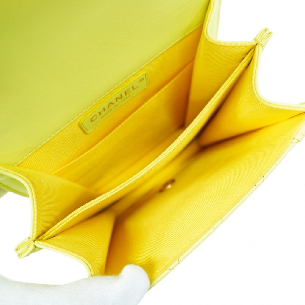 CHL Shoulder Bag Boy Chain Lambskin Green Champagne Women's