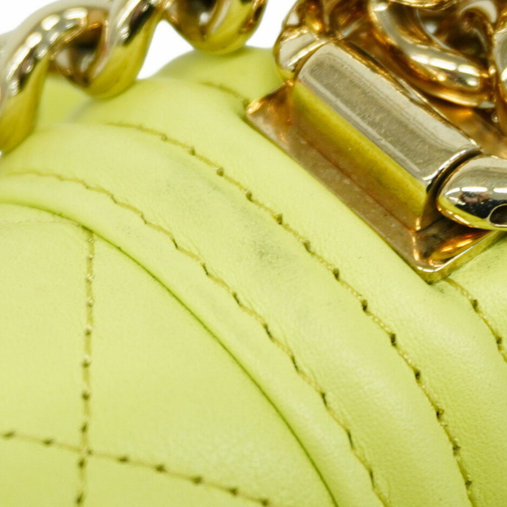 CHL Shoulder Bag Boy Chain Lambskin Green Champagne Women's
