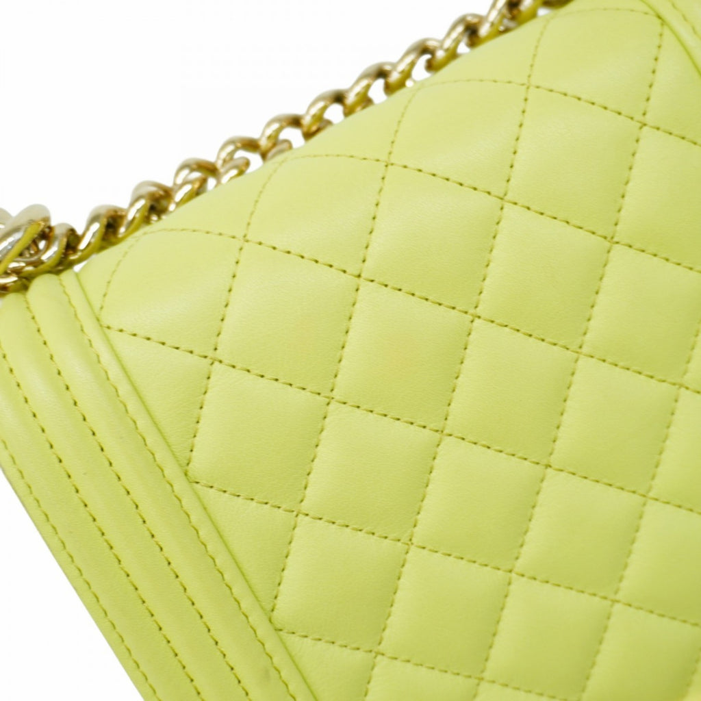 CHL Shoulder Bag Boy Chain Lambskin Green Champagne Women's