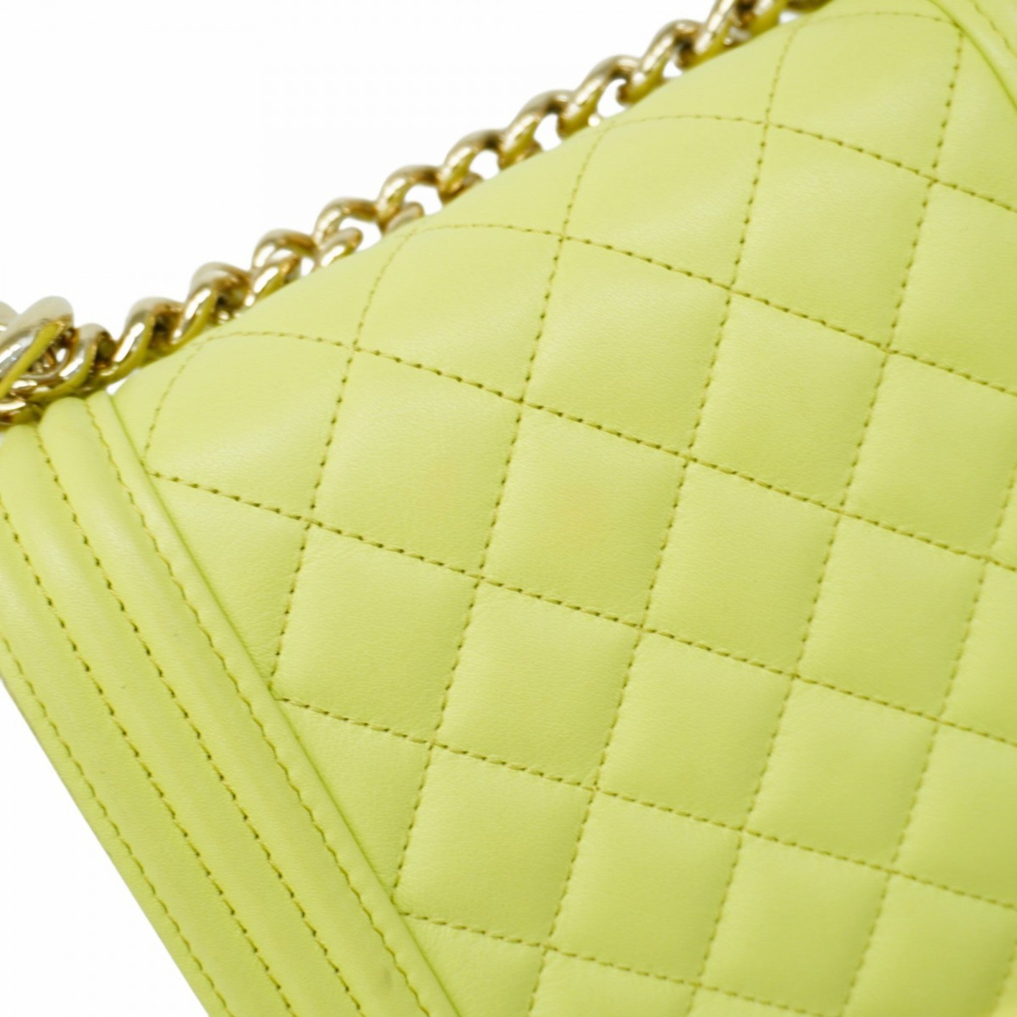 CHL Shoulder Bag Boy Chain Lambskin Green Champagne Women's