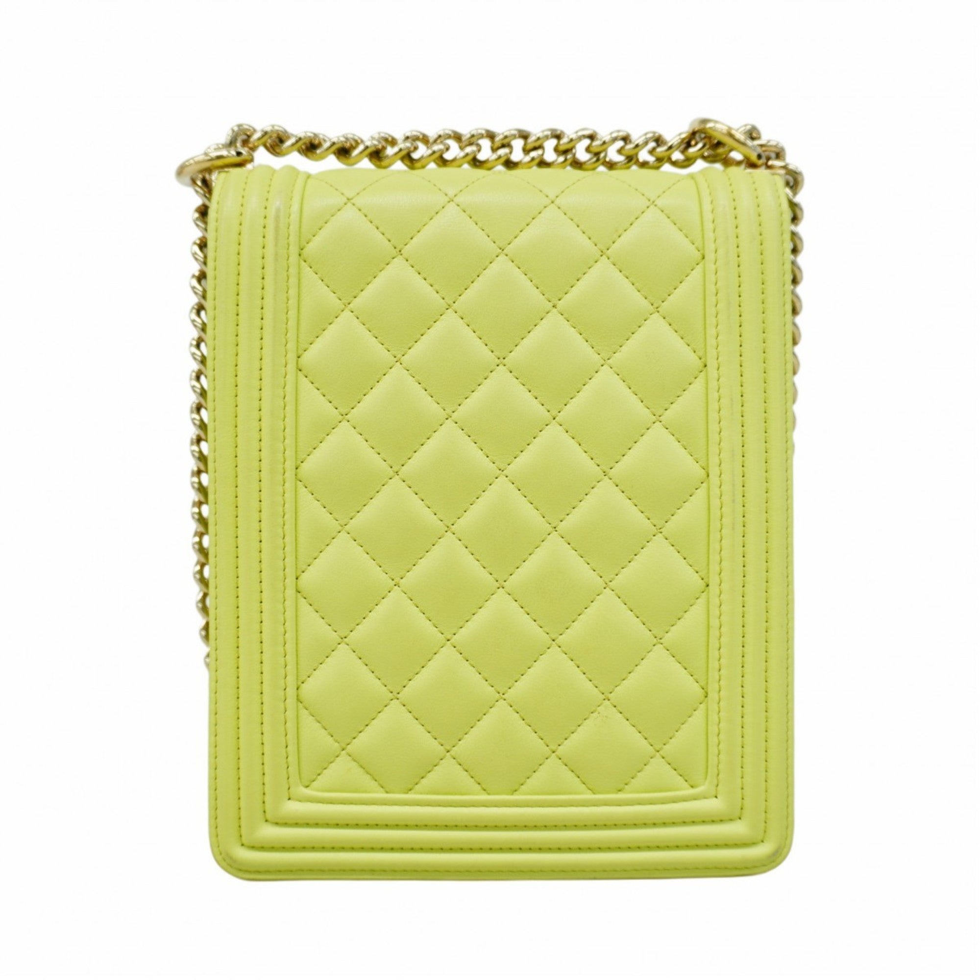 CHL Shoulder Bag Boy Chain Lambskin Green Champagne Women's