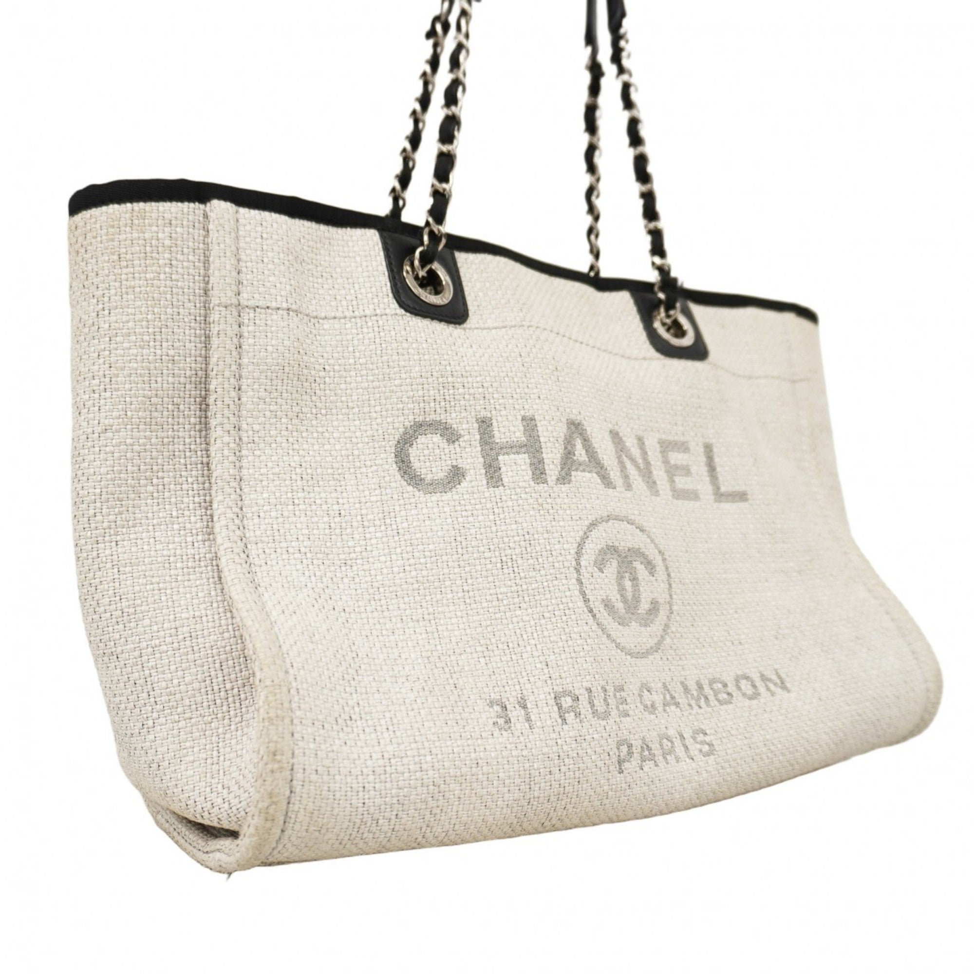 CHL Deauville Raffia Tote Bag, Gray and Black, Women's