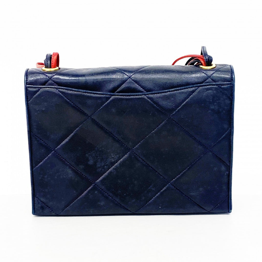 CHL Matelasse Shoulder Bag, Lambskin, Navy Red, Women's