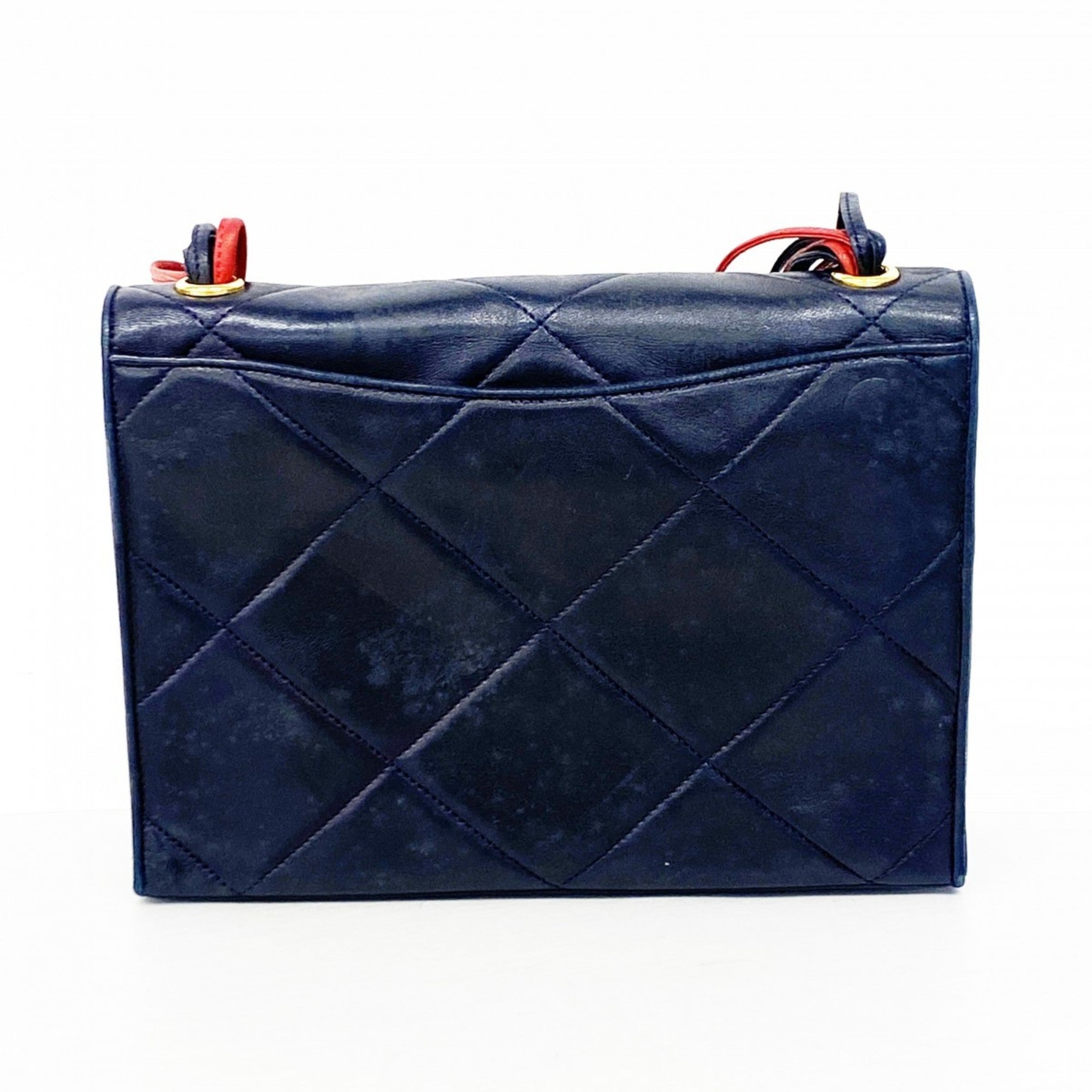 CHL Matelasse Shoulder Bag, Lambskin, Navy Red, Women's