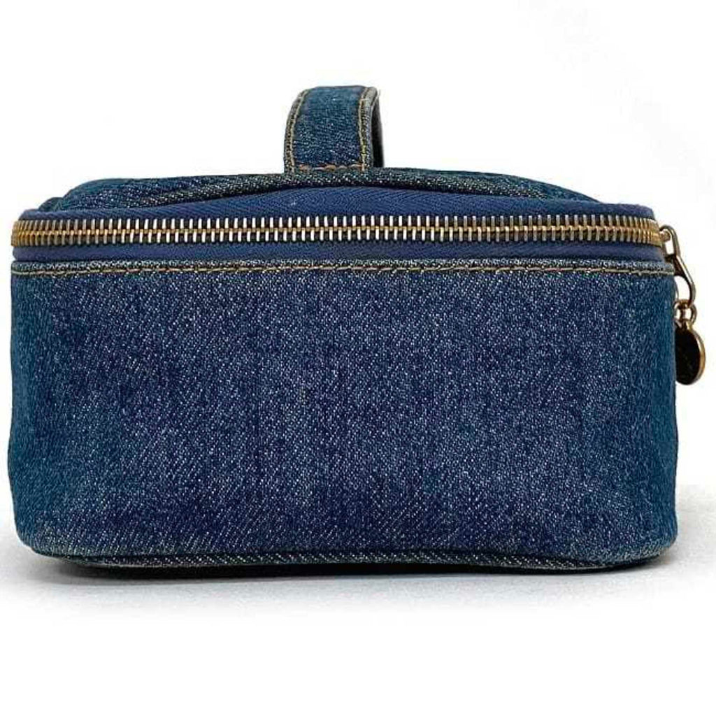 CHL Handbag Vanity Cocomark A07058 Canvas Leather GP 4th CHANEL Pouch Double Stitch