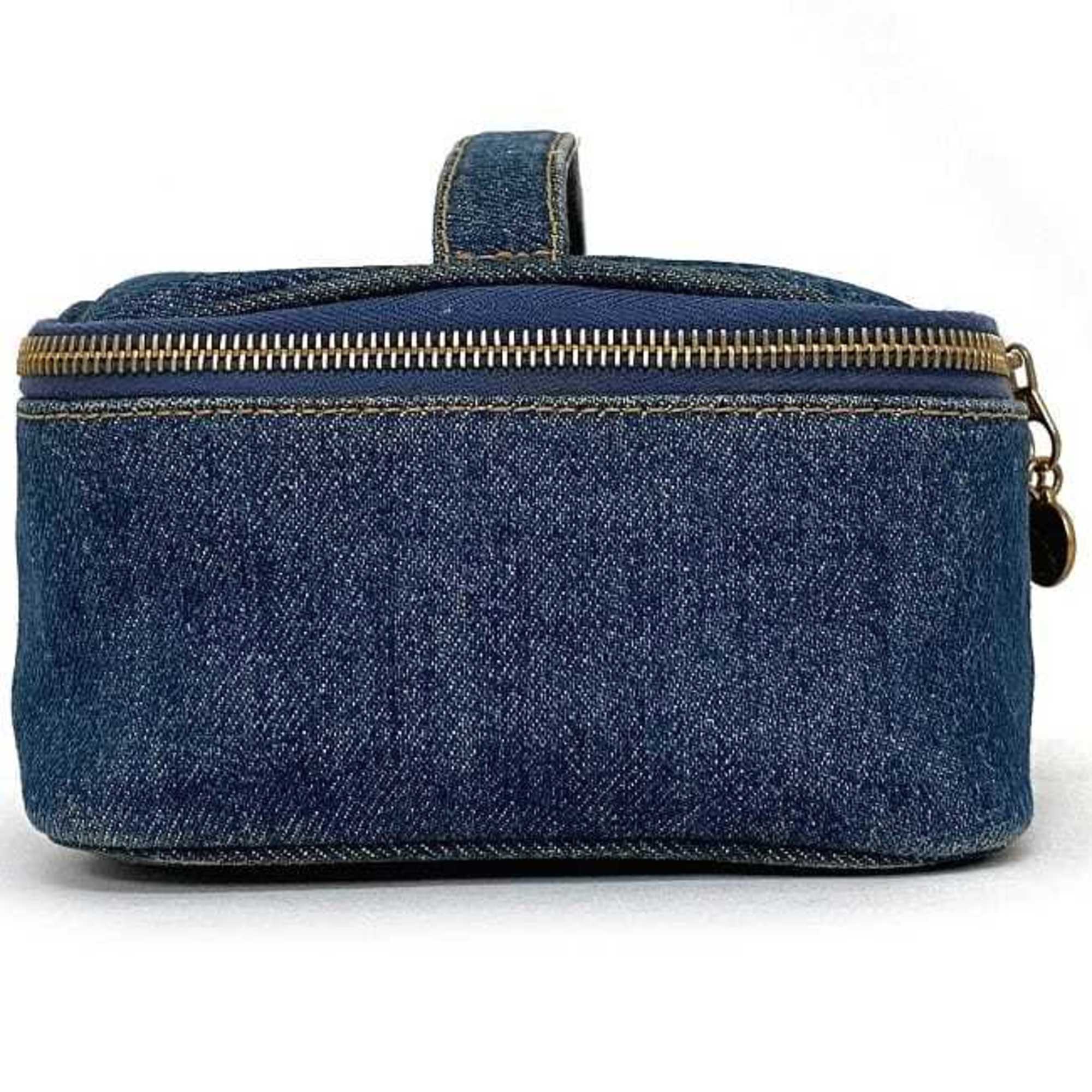 CHL Handbag Vanity Cocomark A07058 Canvas Leather GP 4th CHANEL Pouch Double Stitch