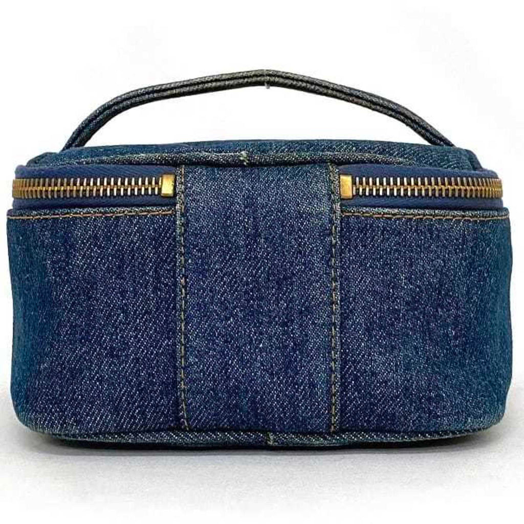 CHL Handbag Vanity Cocomark A07058 Canvas Leather GP 4th CHANEL Pouch Double Stitch