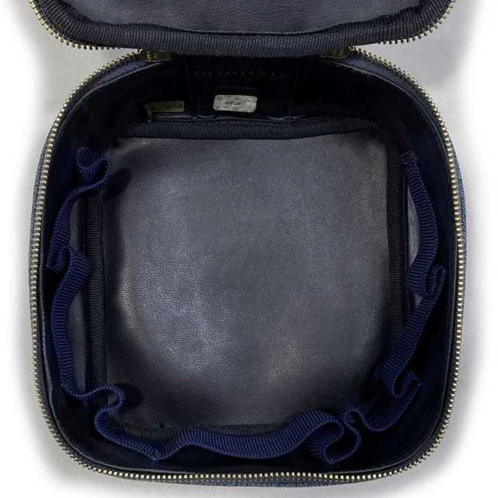 CHL Handbag Vanity Cocomark A07058 Canvas Leather GP 4th CHANEL Pouch Double Stitch