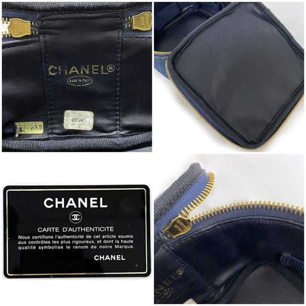 CHL Handbag Vanity Cocomark A07058 Canvas Leather GP 4th CHANEL Pouch Double Stitch