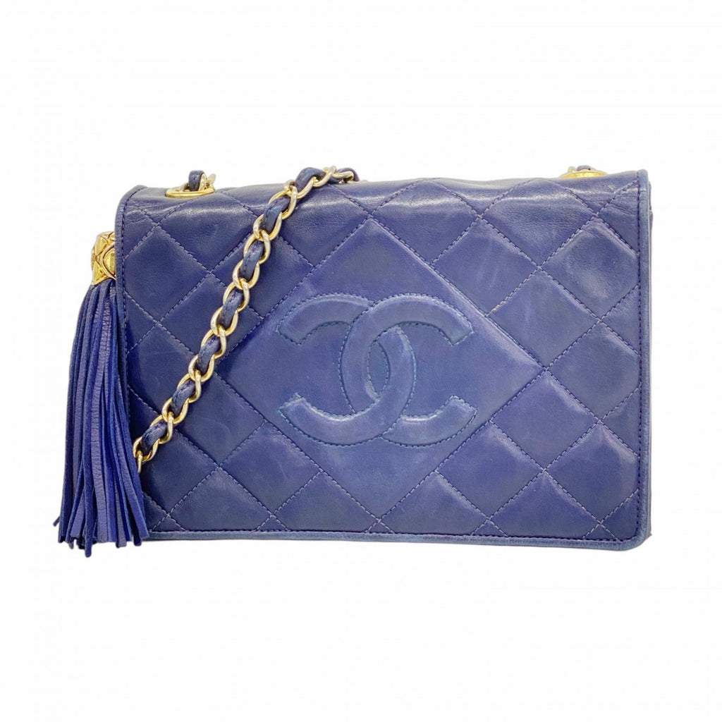 CHL Shoulder Bag with Matelasse Chain Bag, Lambskin, Navy, Women's