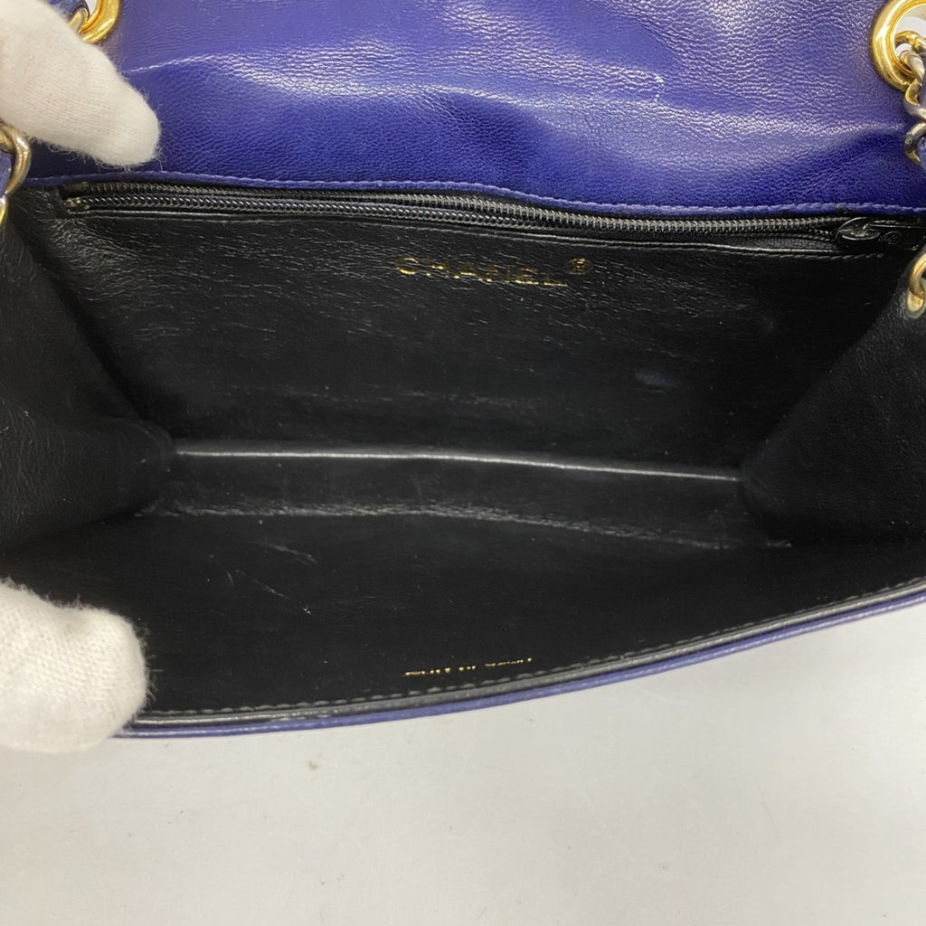 CHL Shoulder Bag with Matelasse Chain Bag, Lambskin, Navy, Women's