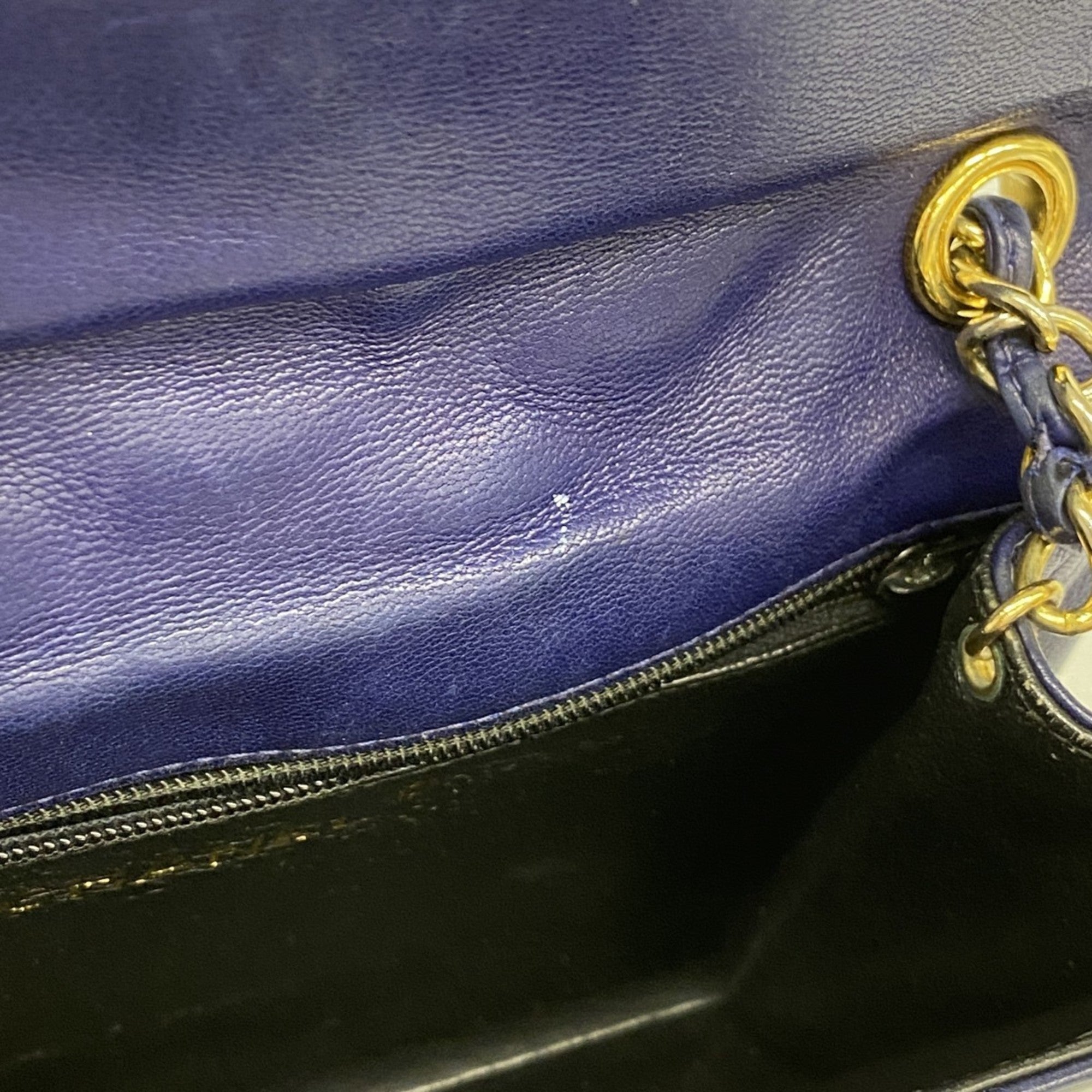 CHL Shoulder Bag with Matelasse Chain Bag, Lambskin, Navy, Women's