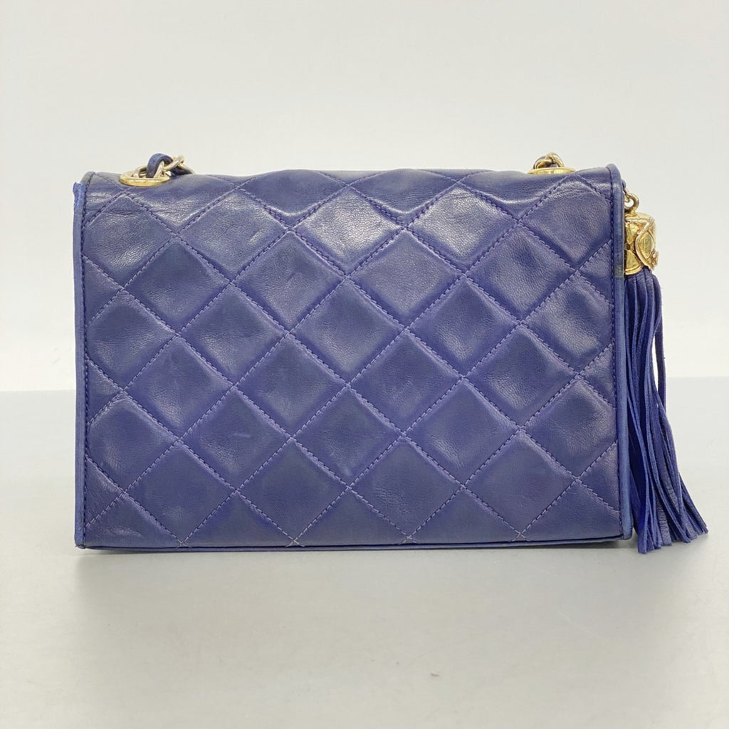 CHL Shoulder Bag with Matelasse Chain Bag, Lambskin, Navy, Women's