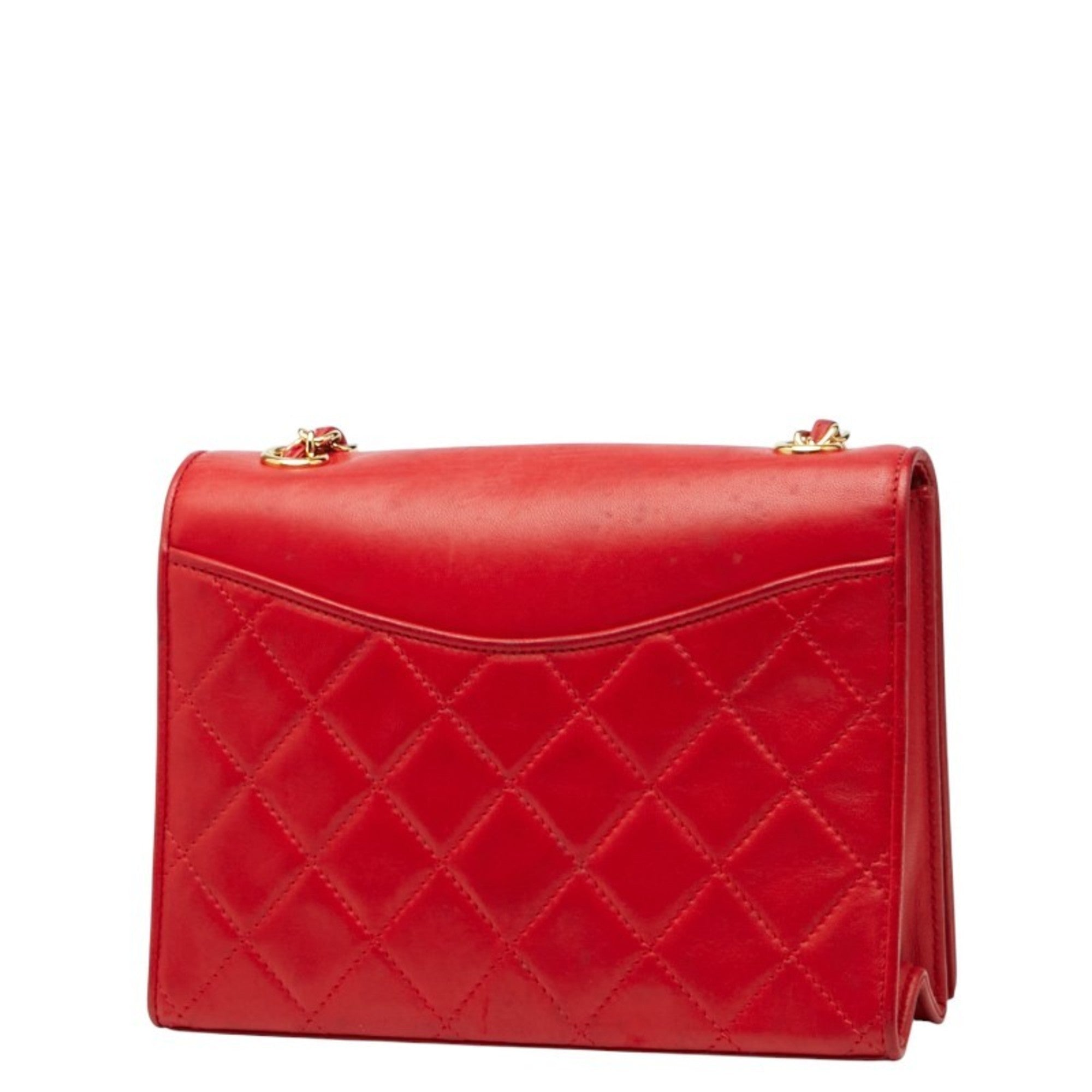 CHL Matelasse Coco Mark Chain Shoulder Bag in Red Lambskin for Women
