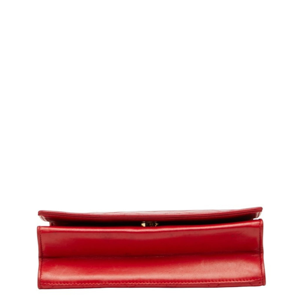 CHL Matelasse Coco Mark Chain Shoulder Bag in Red Lambskin for Women