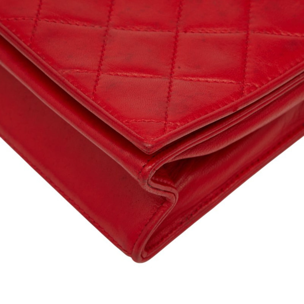 CHL Matelasse Coco Mark Chain Shoulder Bag in Red Lambskin for Women