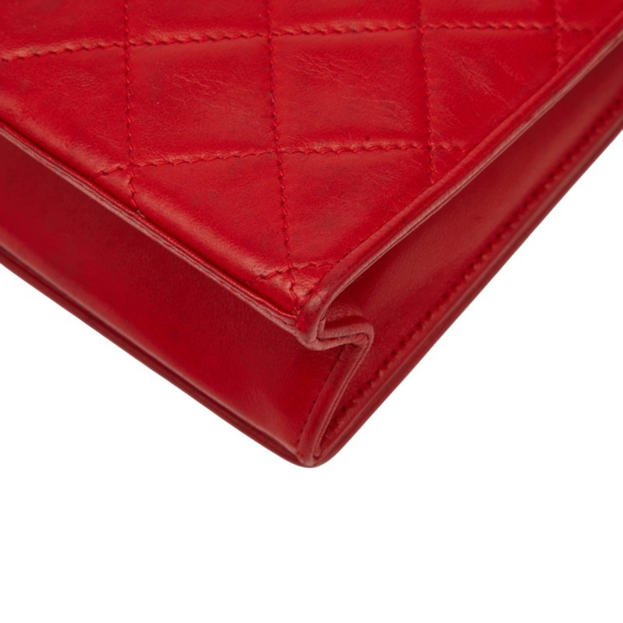 CHL Matelasse Coco Mark Chain Shoulder Bag in Red Lambskin for Women