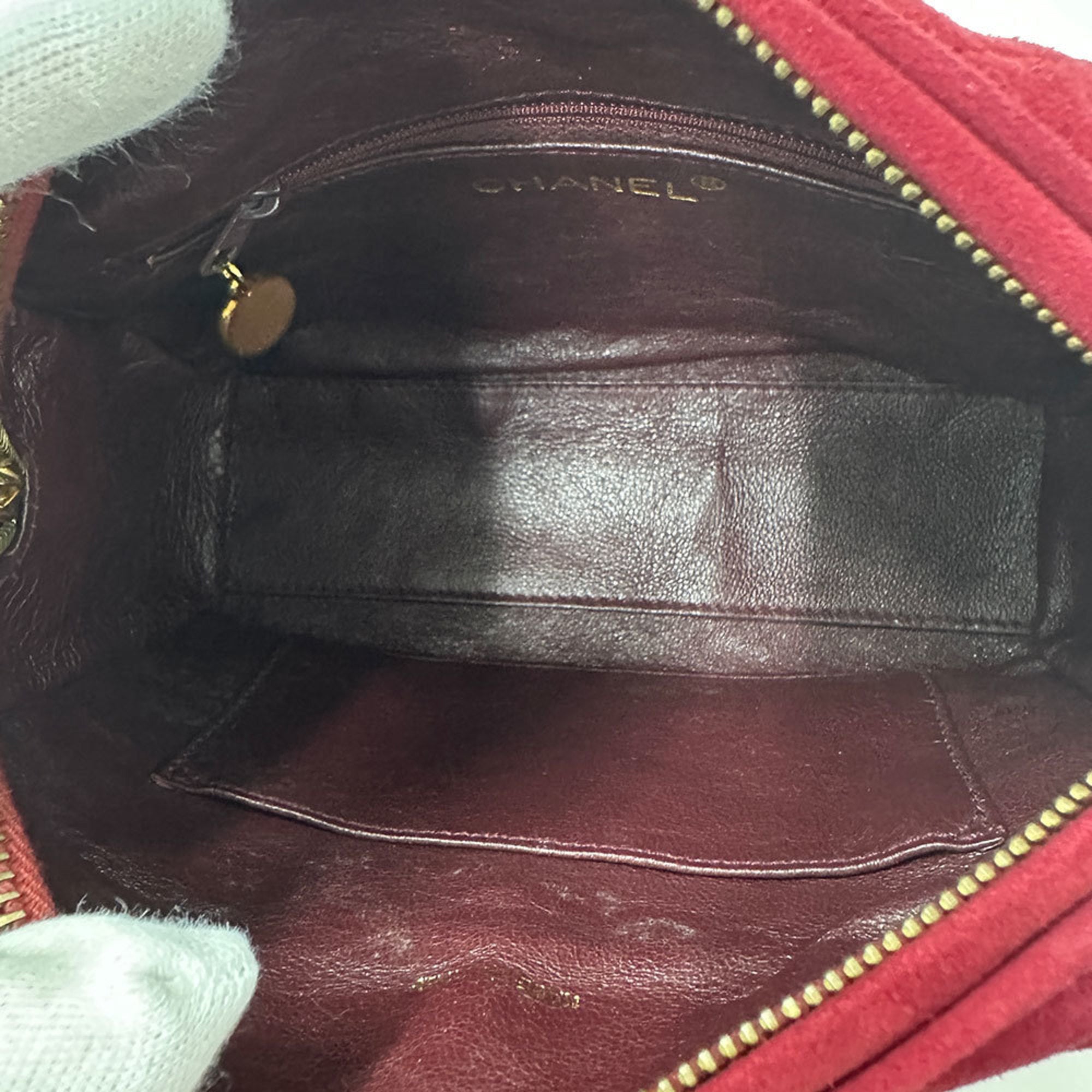 CHL Matelasse Coco Mark Chain Shoulder Bag Pochette in Bordeaux, Wine Red, and Gold Hardware Lambskin for Women