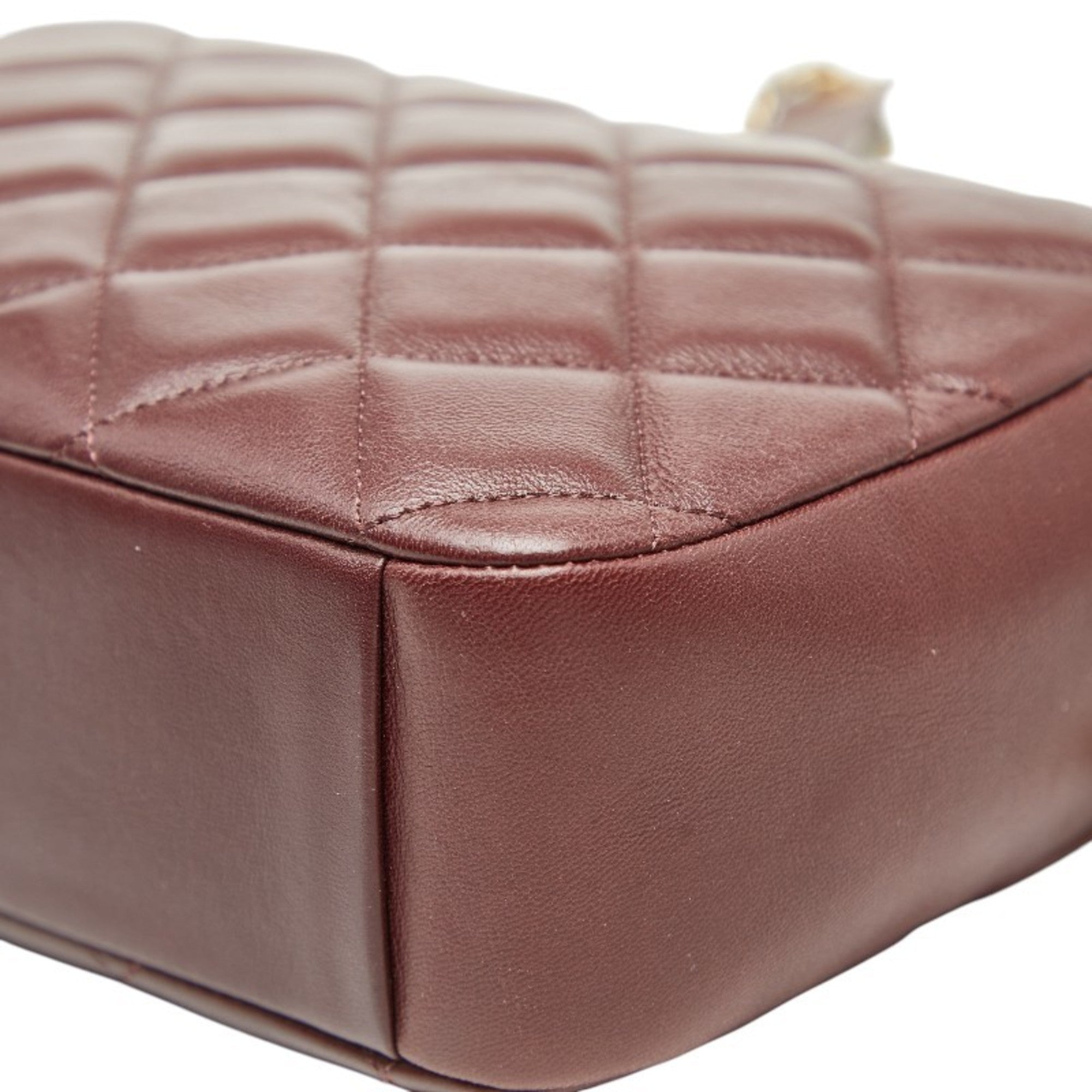 CHL Matelasse Coco Mark Chain Shoulder Bag Pochette in Bordeaux, Wine Red, and Gold Hardware Lambskin for Women