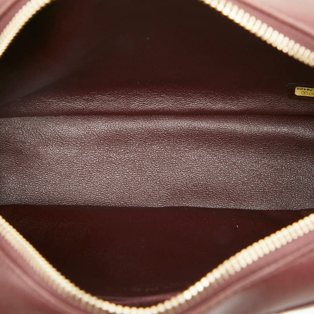 CHL Matelasse Coco Mark Chain Shoulder Bag Pochette in Bordeaux, Wine Red, and Gold Hardware Lambskin for Women