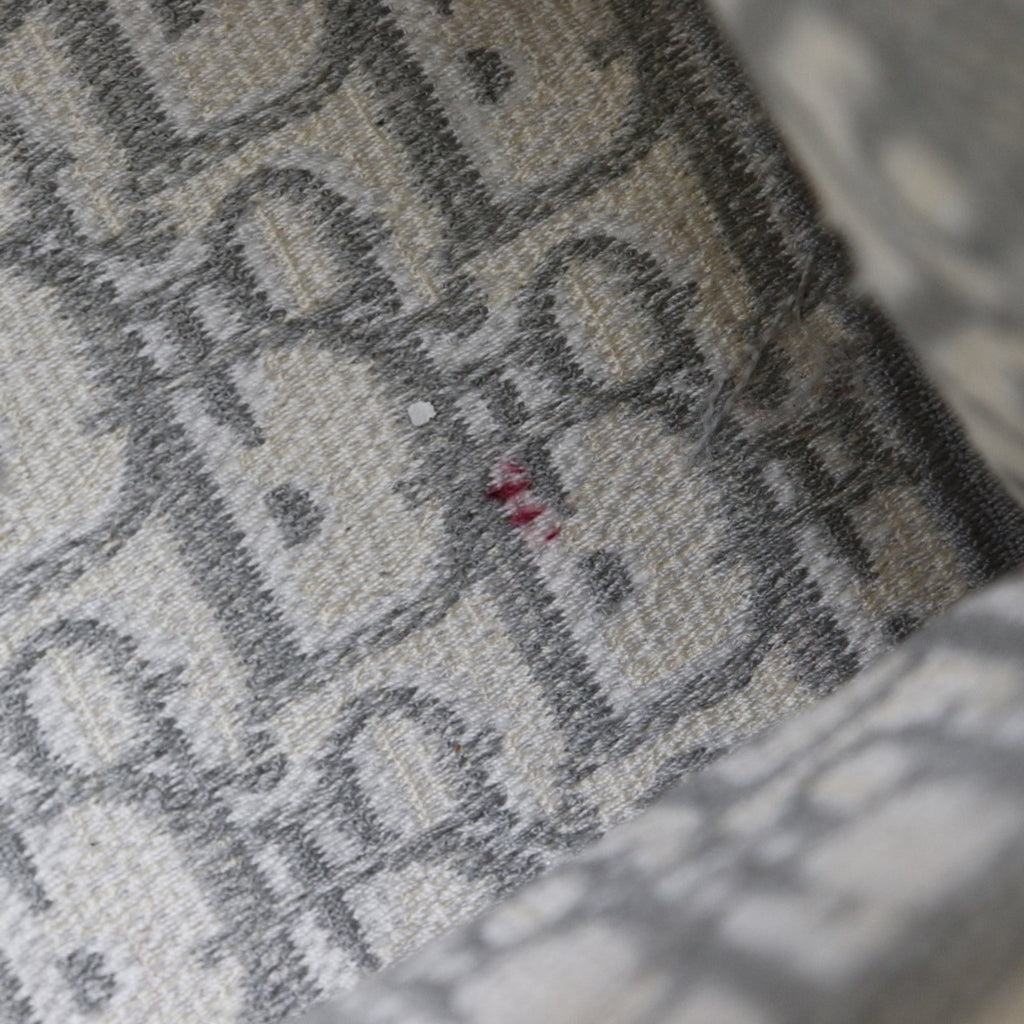 CRD Dior Book Tote Medium Bag, Oblique Embroidery, Cotton, Made in Italy, Light Gray, A4 Size, Open, Women's