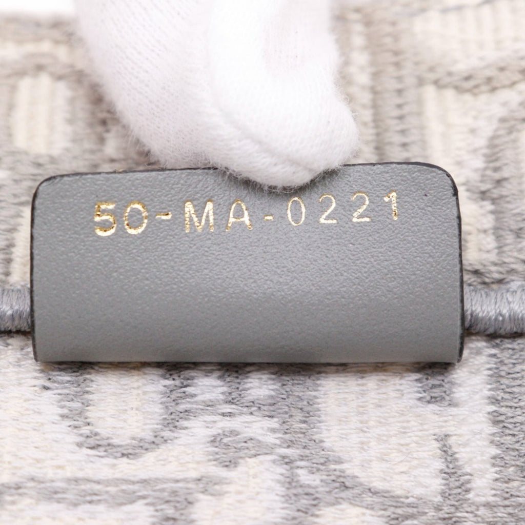 CRD Dior Book Tote Medium Bag, Oblique Embroidery, Cotton, Made in Italy, Light Gray, A4 Size, Open, Women's