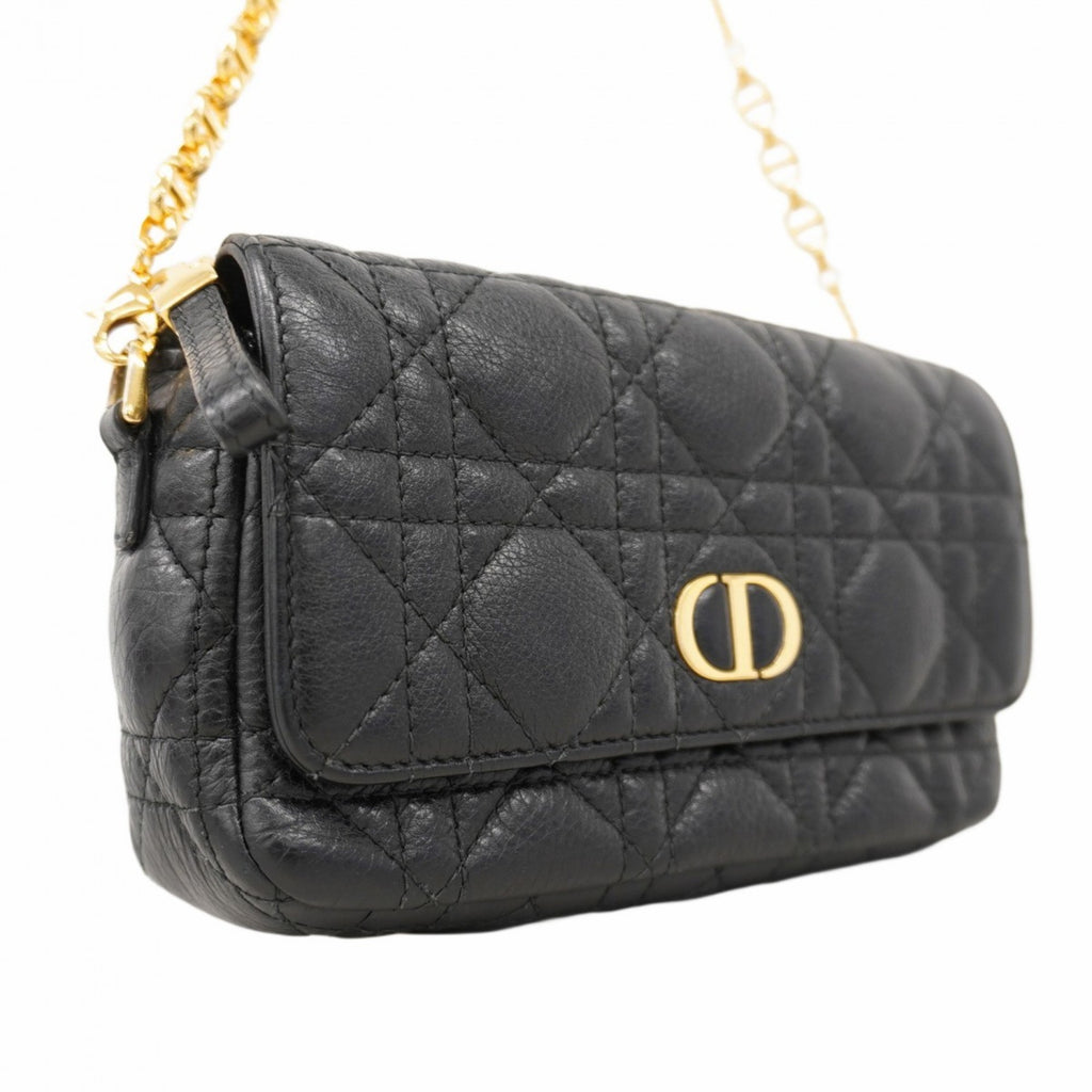 CRD Dior Cannage Leather Handbag, Black, 2-Way Bag for Women