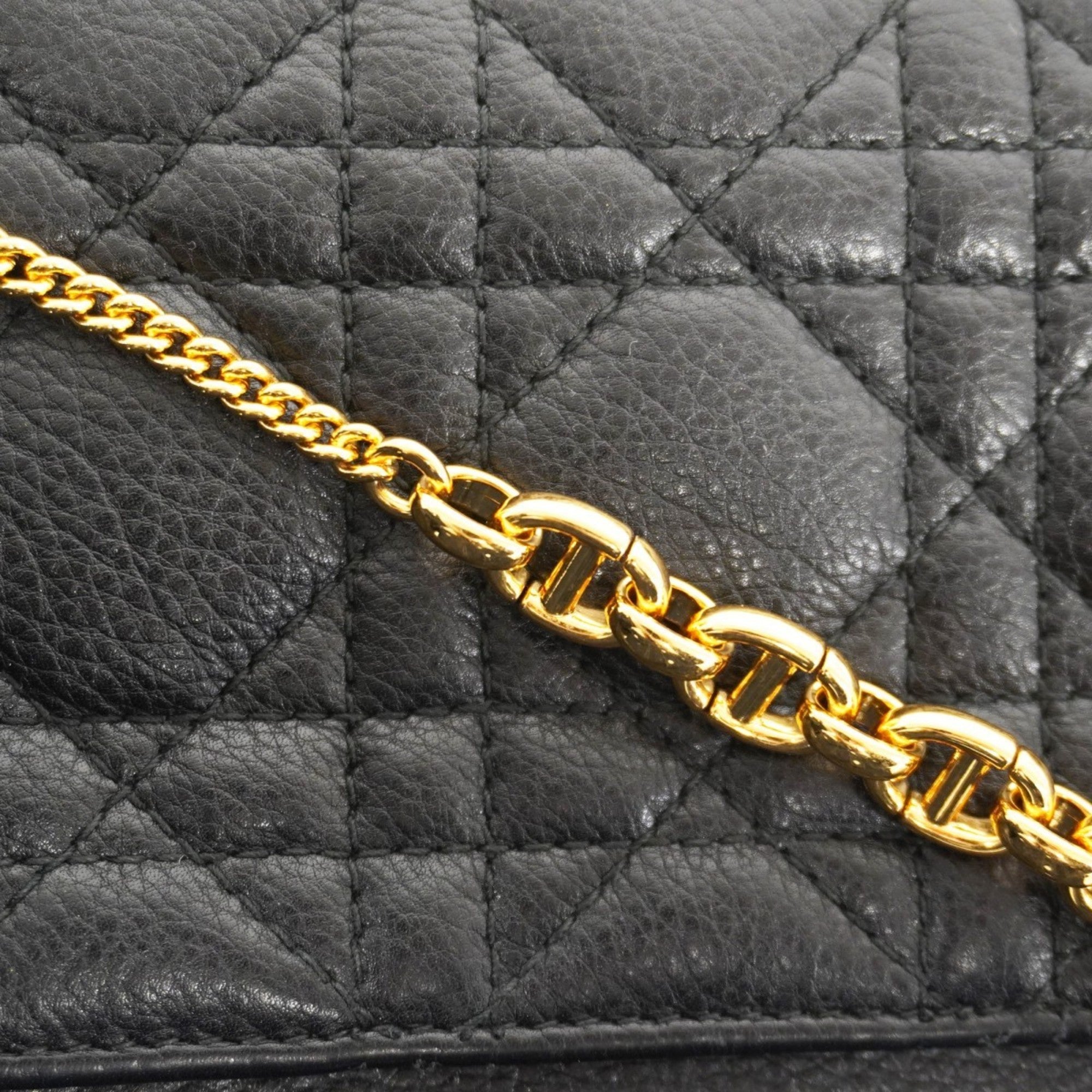 CRD Dior Cannage Leather Handbag, Black, 2-Way Bag for Women