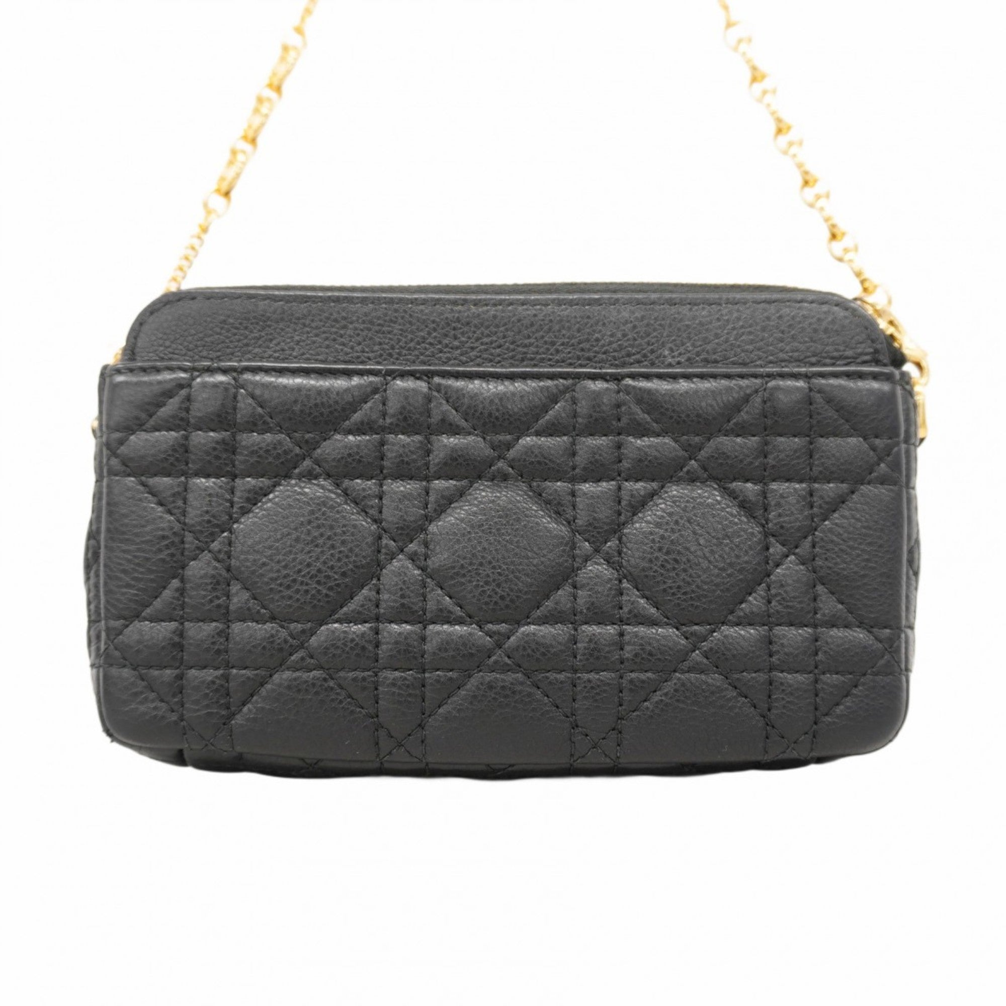 CRD Dior Cannage Leather Handbag, Black, 2-Way Bag for Women