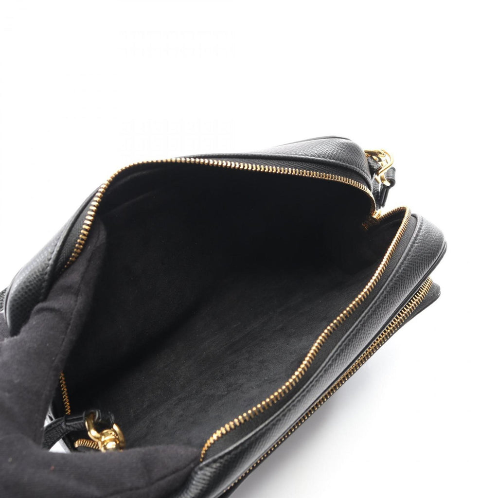 CRD Dior Caro Double Pouch Shoulder Bag, Leather, Women's, Black, S7431UBAE