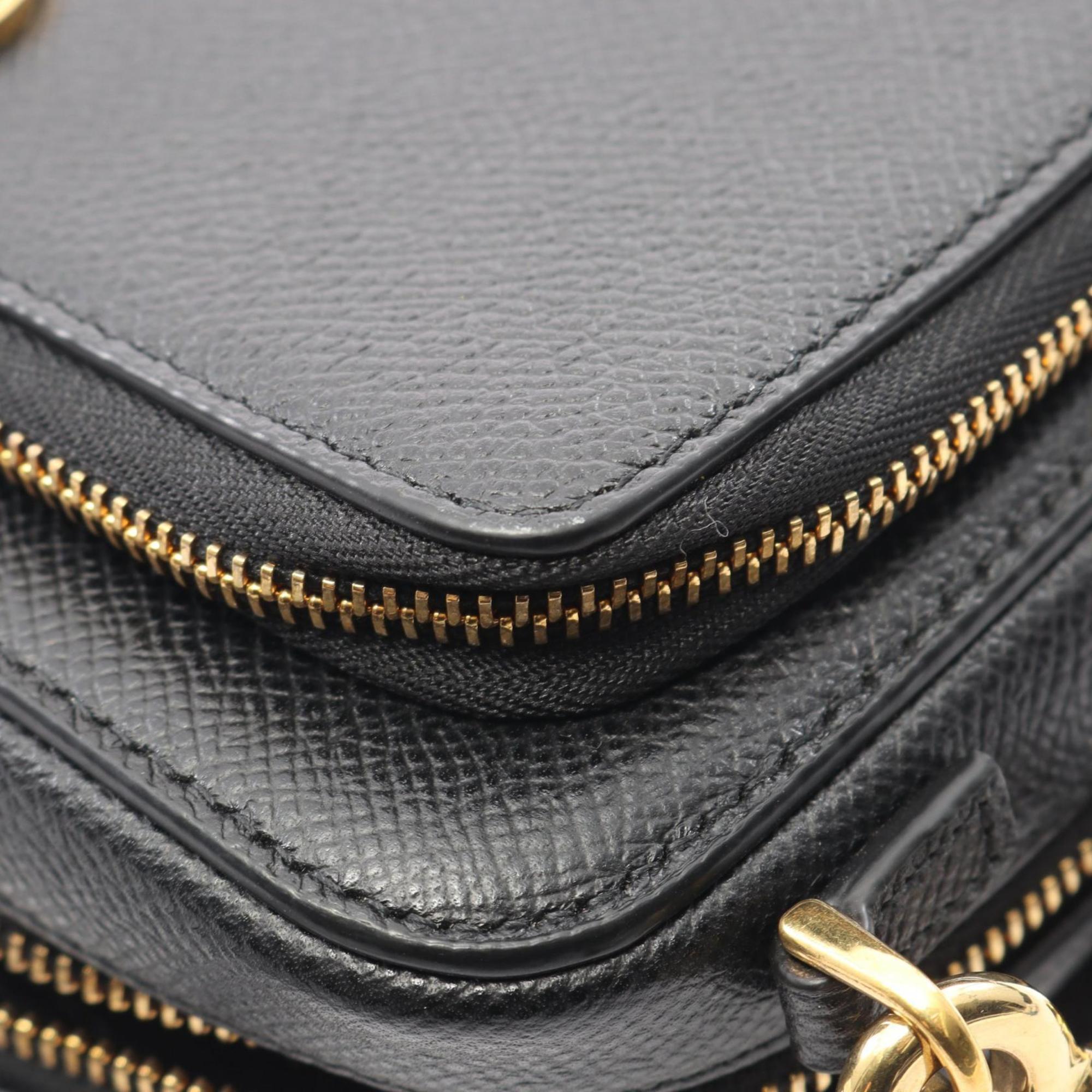 CRD Dior Caro Double Pouch Shoulder Bag, Leather, Women's, Black, S7431UBAE