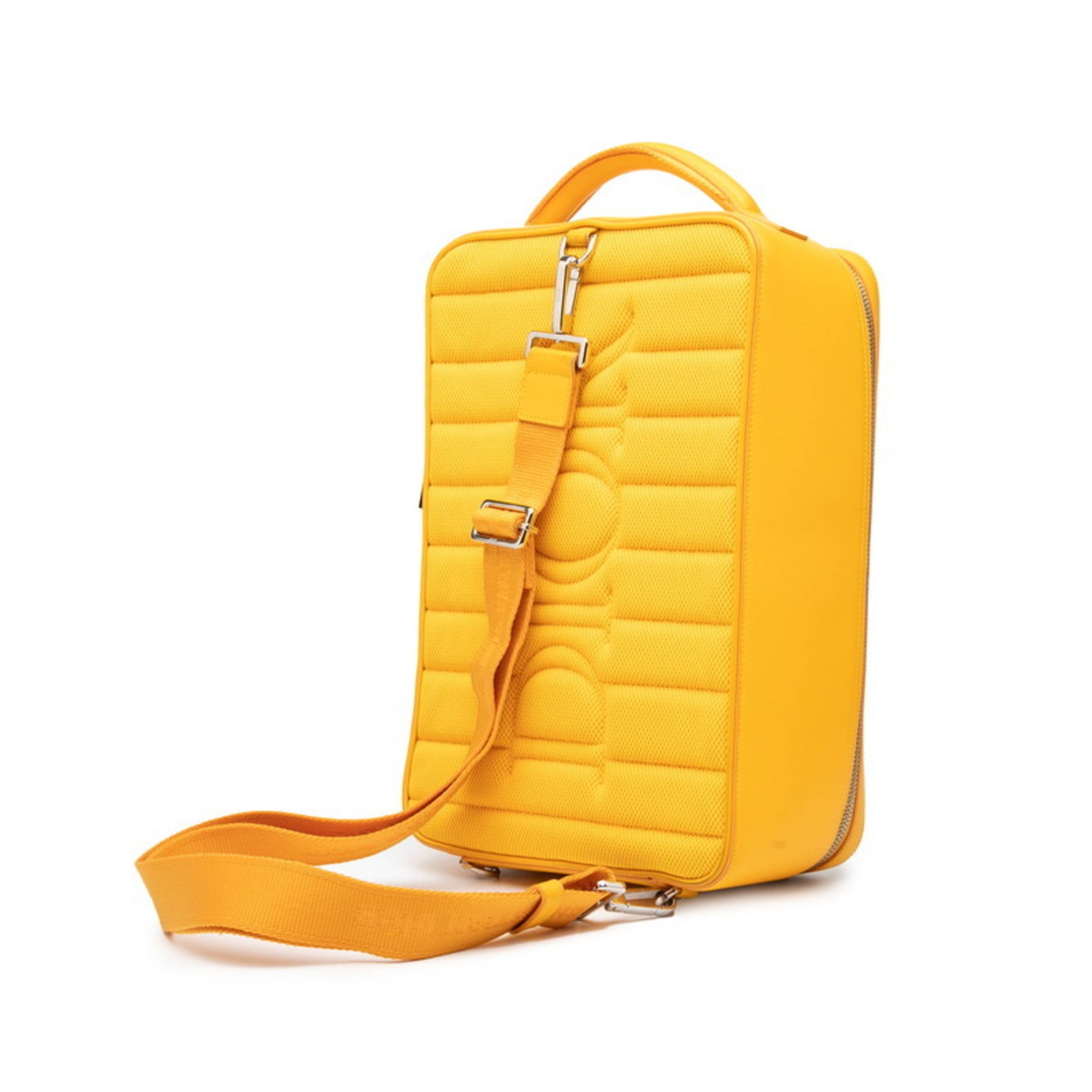 CRD Dior Dior Oblique World Tour Body Bag Sling Yellow Leather Women's