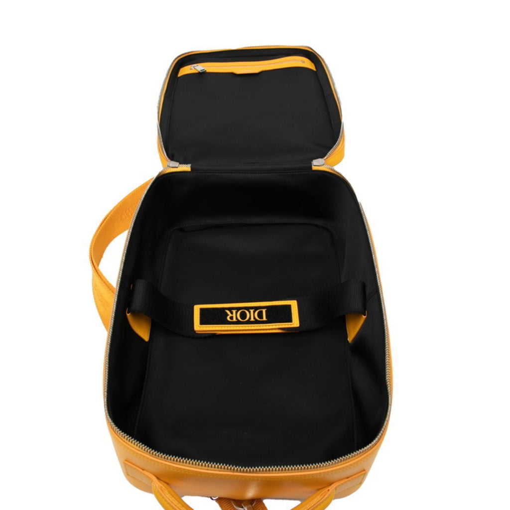 CRD Dior Dior Oblique World Tour Body Bag Sling Yellow Leather Women's