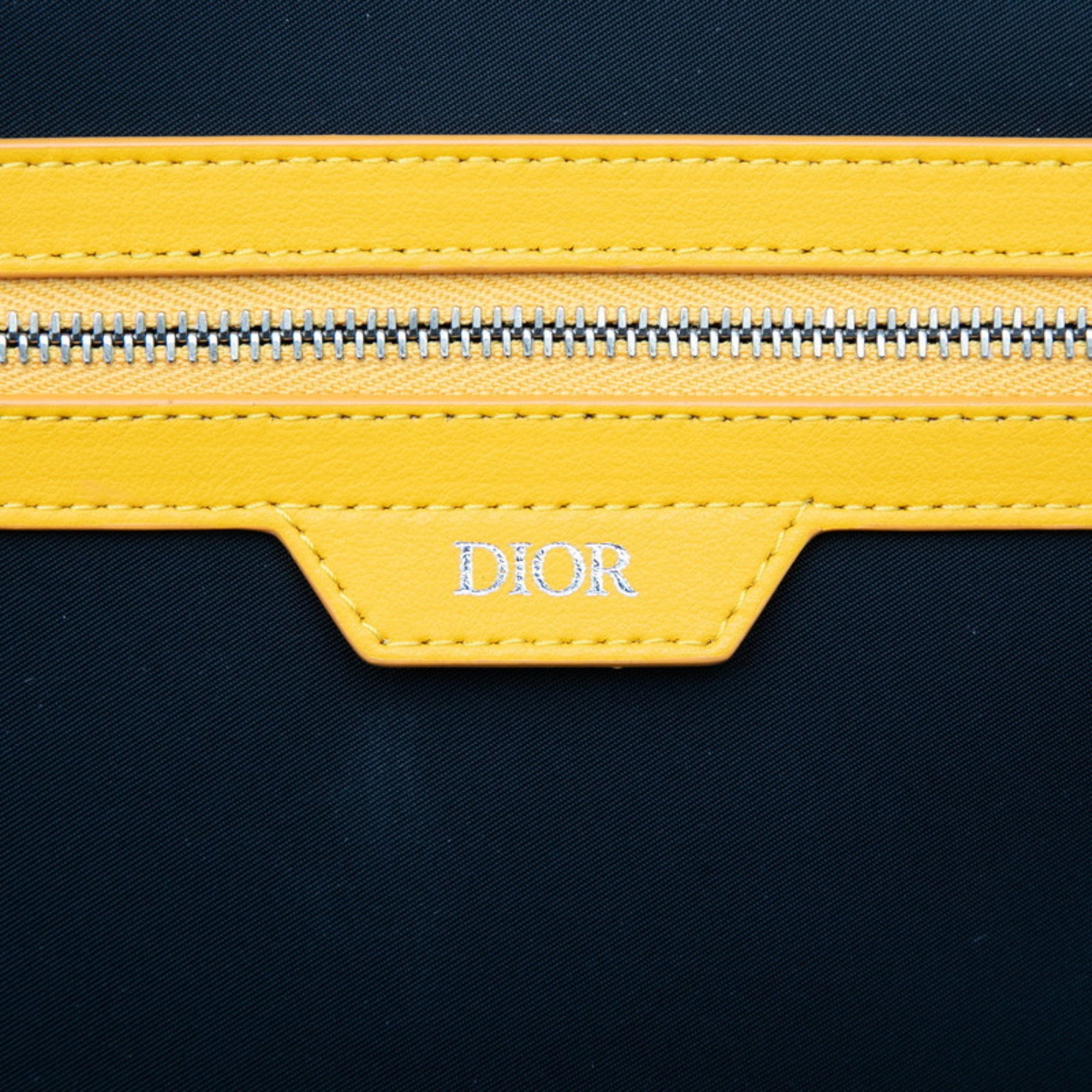 CRD Dior Dior Oblique World Tour Body Bag Sling Yellow Leather Women's