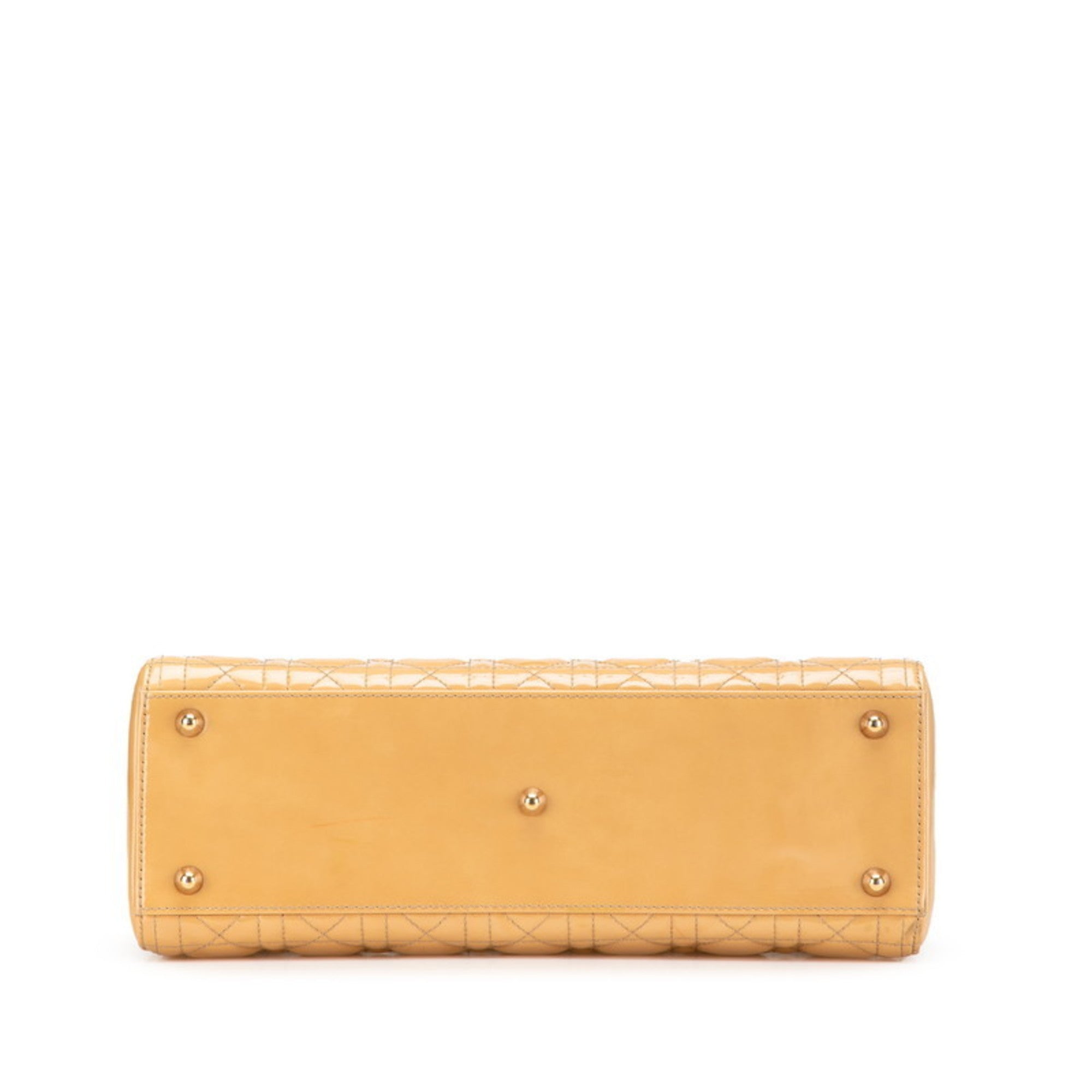 CRD Dior Dior Cannage Lady Large Handbag/Shoulder Bag, 2-Way, Beige Patent Leather, Women's,