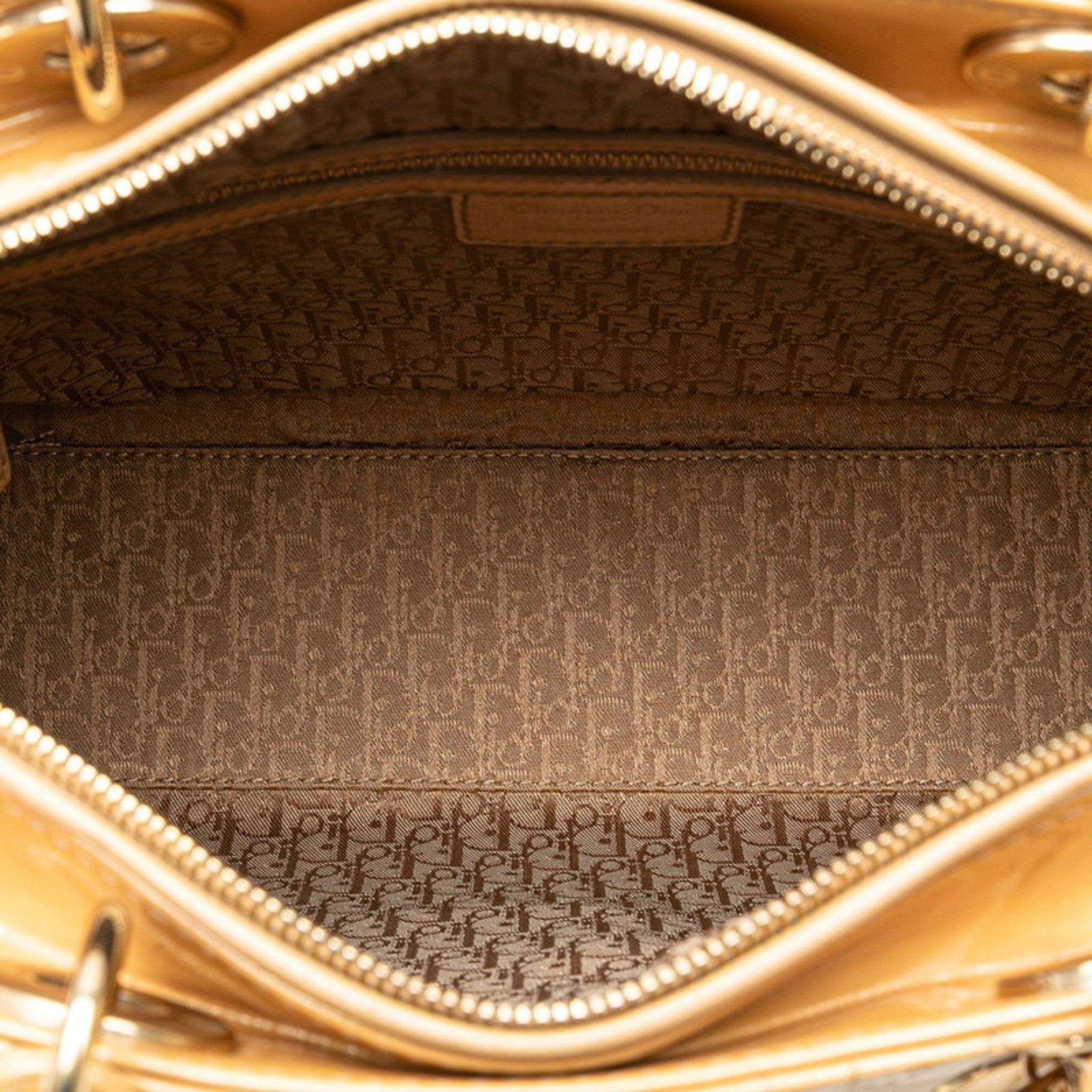 CRD Dior Dior Cannage Lady Large Handbag/Shoulder Bag, 2-Way, Beige Patent Leather, Women's,