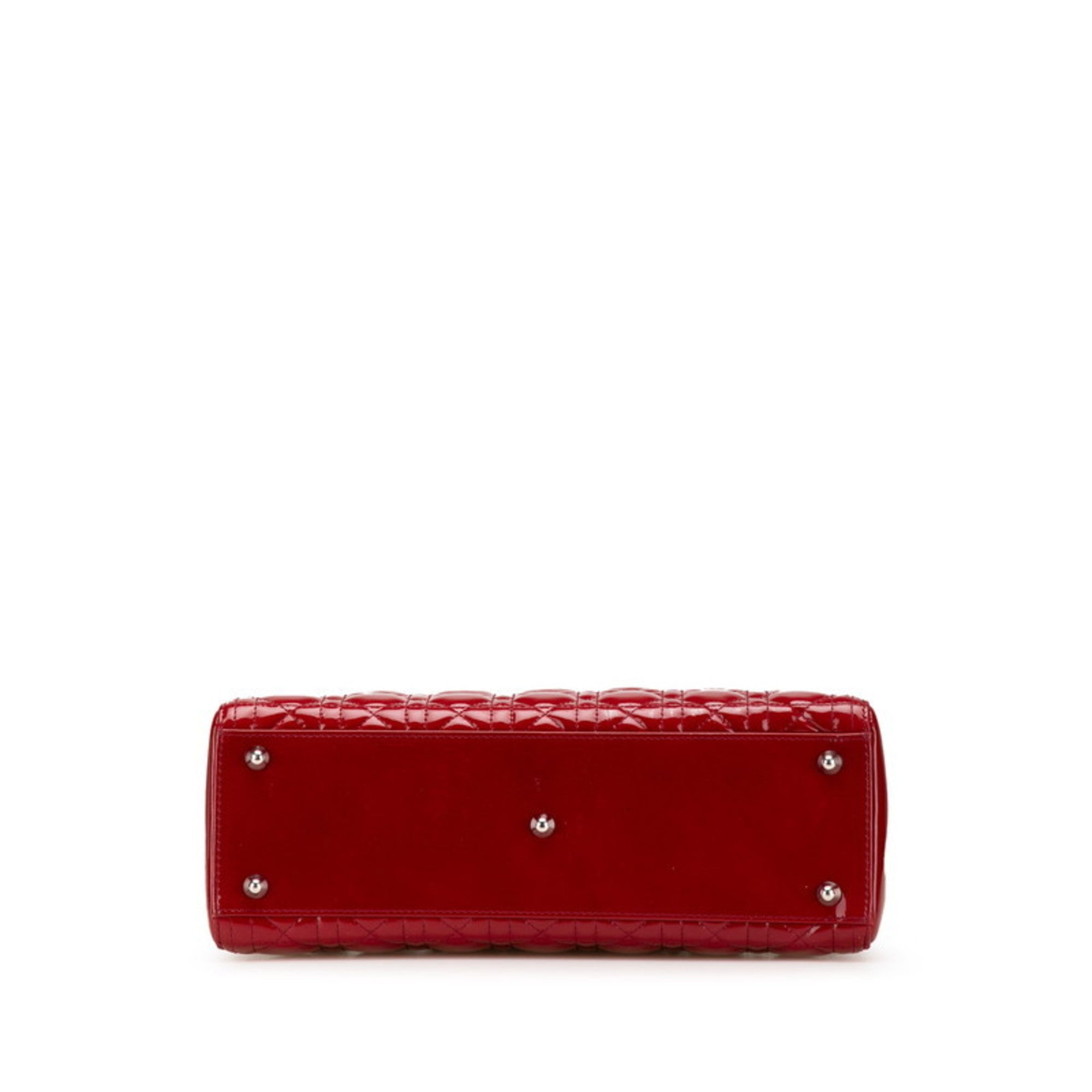 CRD Dior Dior Cannage Lady Large Handbag/Shoulder Bag, 2-Way, Red Patent Leather, Women's,