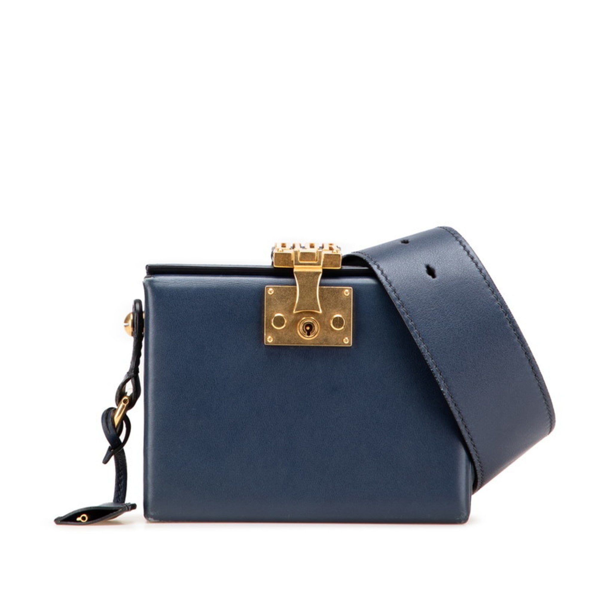 CRD Dior Dior Addict Small Box Crossbody Shoulder Bag in Navy Leather for Women