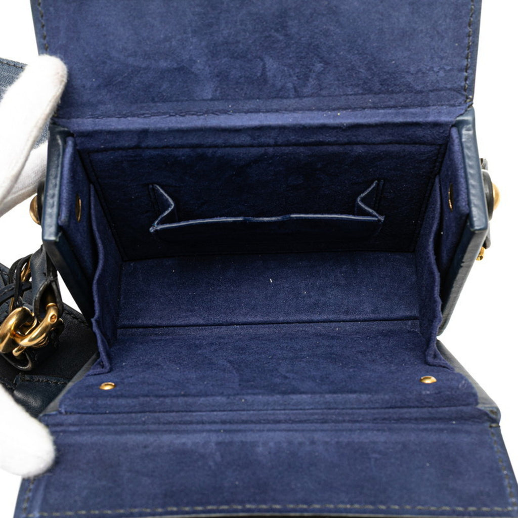 CRD Dior Dior Addict Small Box Crossbody Shoulder Bag in Navy Leather for Women