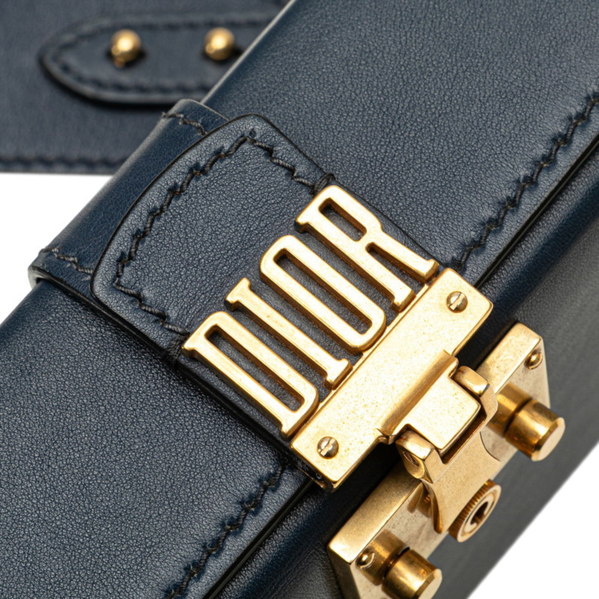 CRD Dior Dior Addict Small Box Crossbody Shoulder Bag in Navy Leather for Women