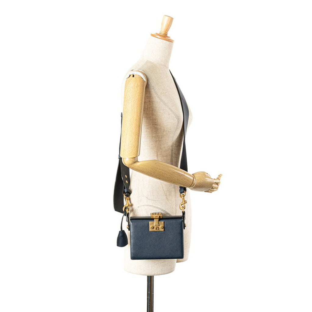 CRD Dior Dior Addict Small Box Crossbody Shoulder Bag in Navy Leather for Women