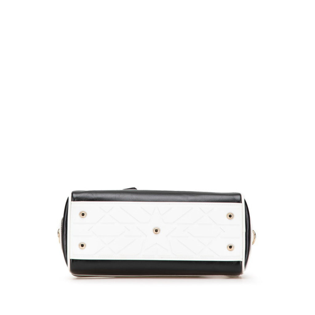 CRD Dior Dior Vibe Bowling Bag, Handbag/Shoulder 2-Way, Black/White Leather, Women's