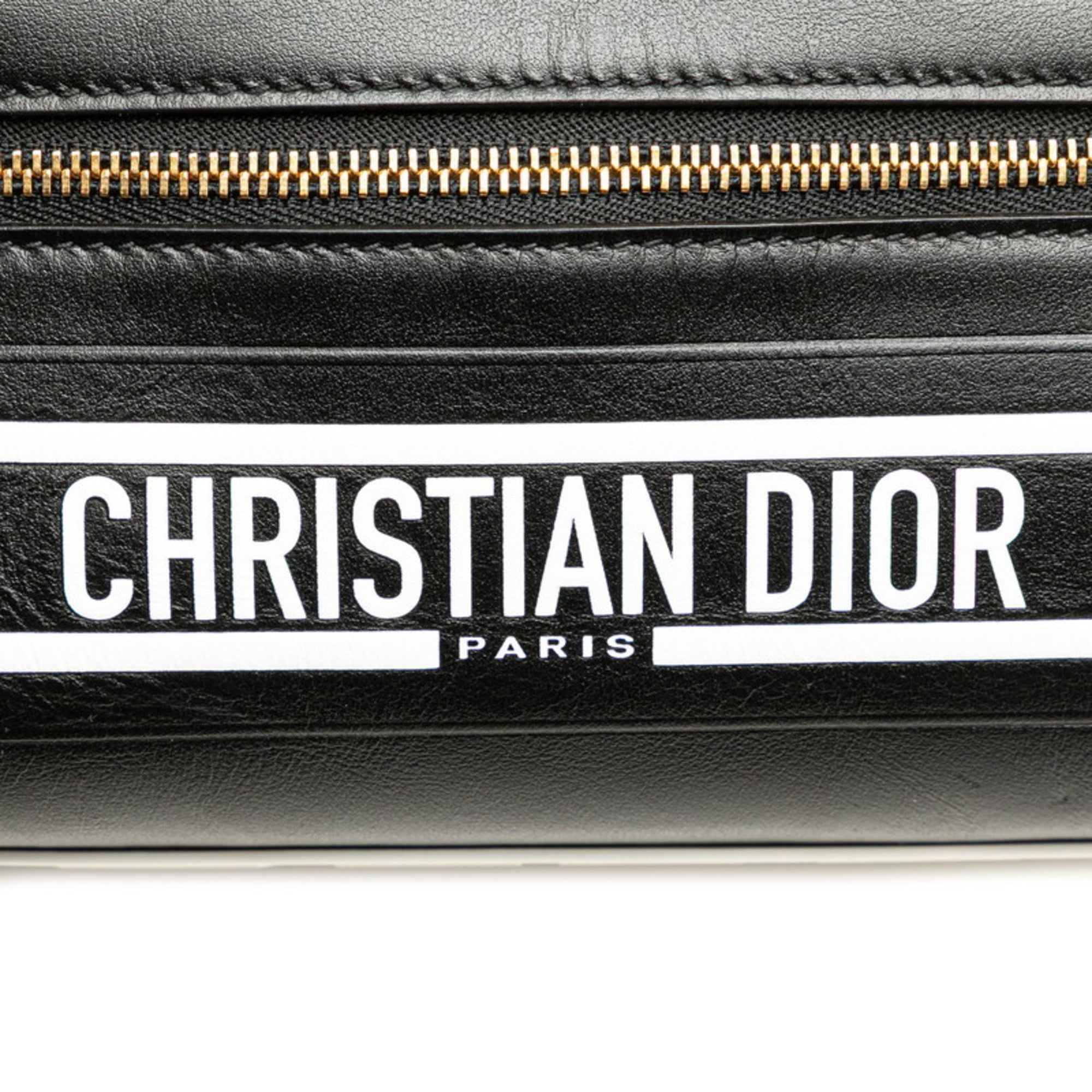 CRD Dior Dior Vibe Bowling Bag, Handbag/Shoulder 2-Way, Black/White Leather, Women's