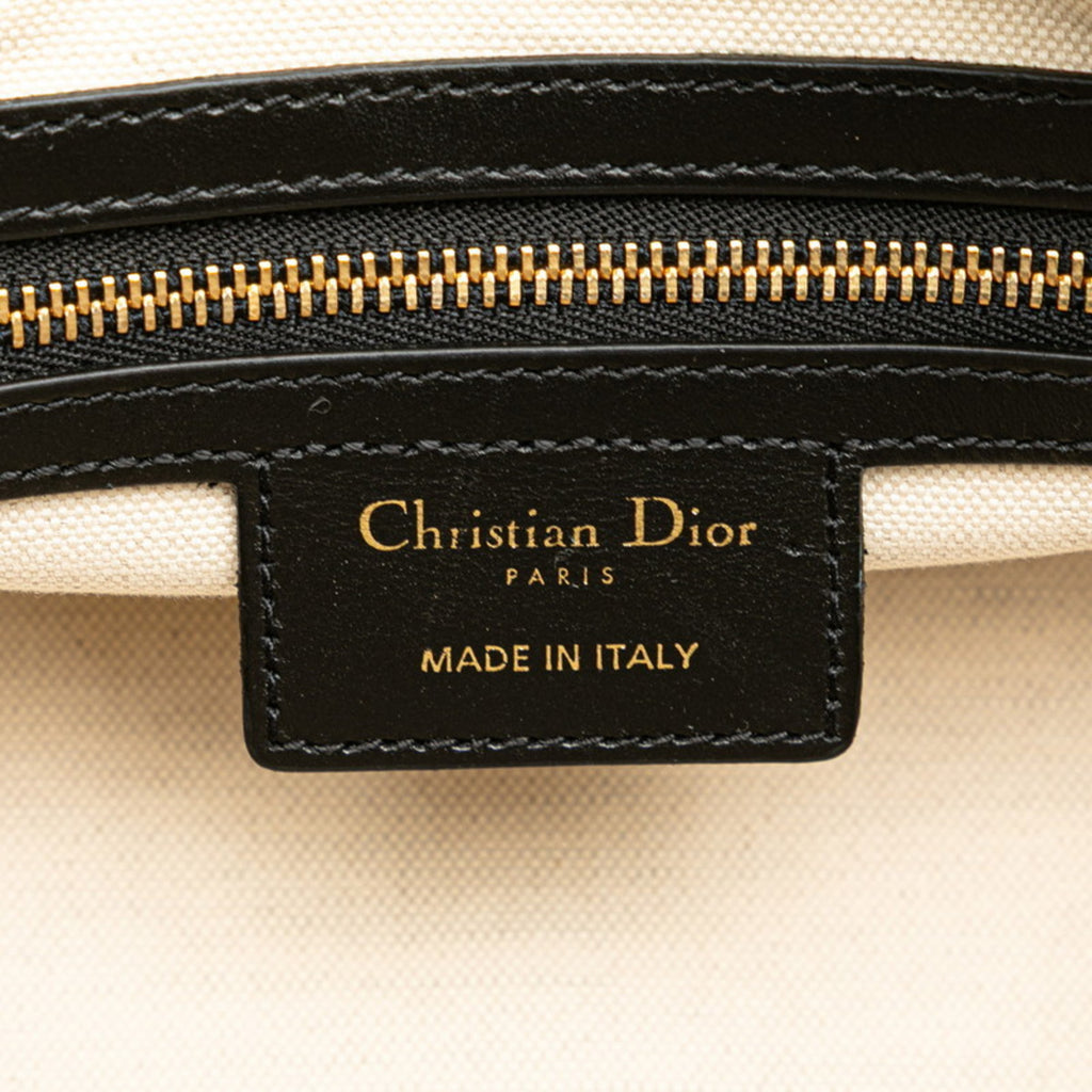 CRD Dior Dior Vibe Bowling Bag, Handbag/Shoulder 2-Way, Black/White Leather, Women's