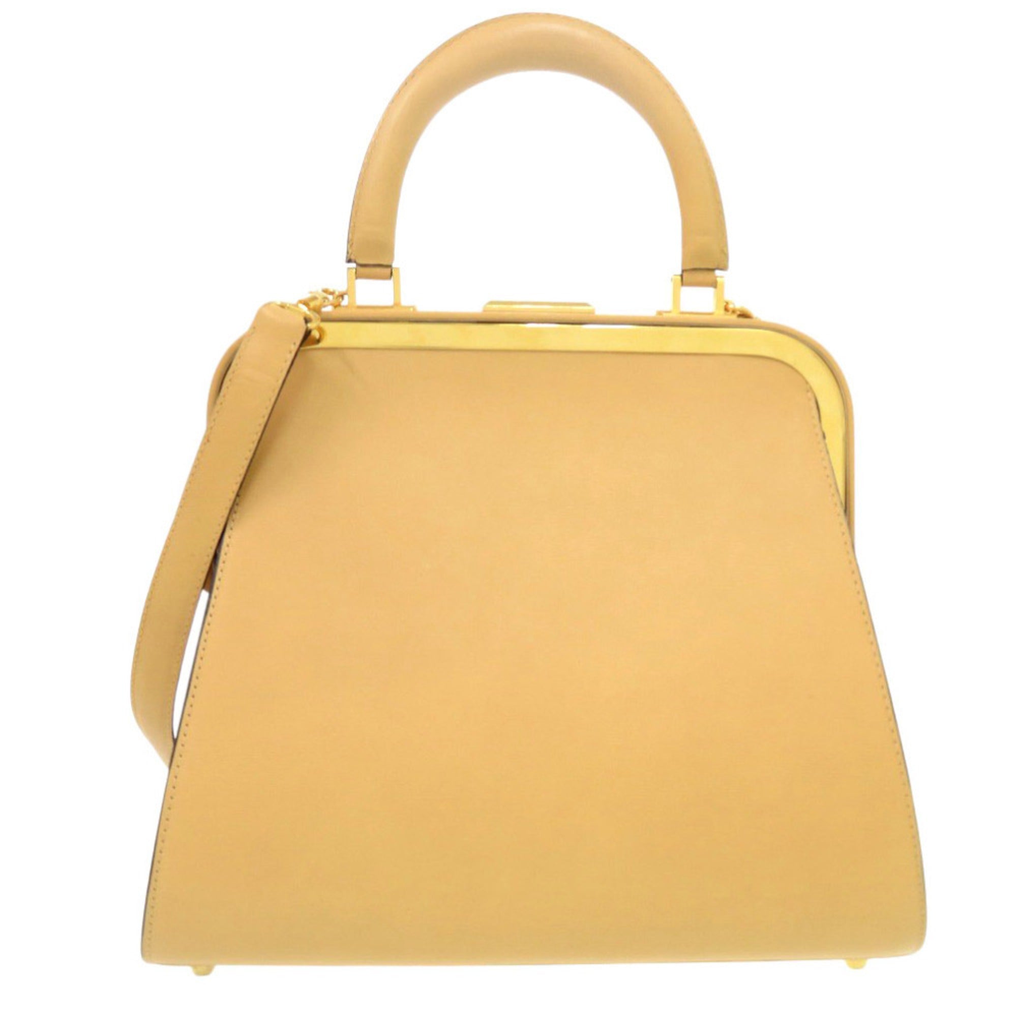 CRD Dior Vintage Leather Beige Shoulder Bag with Gold Hardware and Clasp Closure, 0697